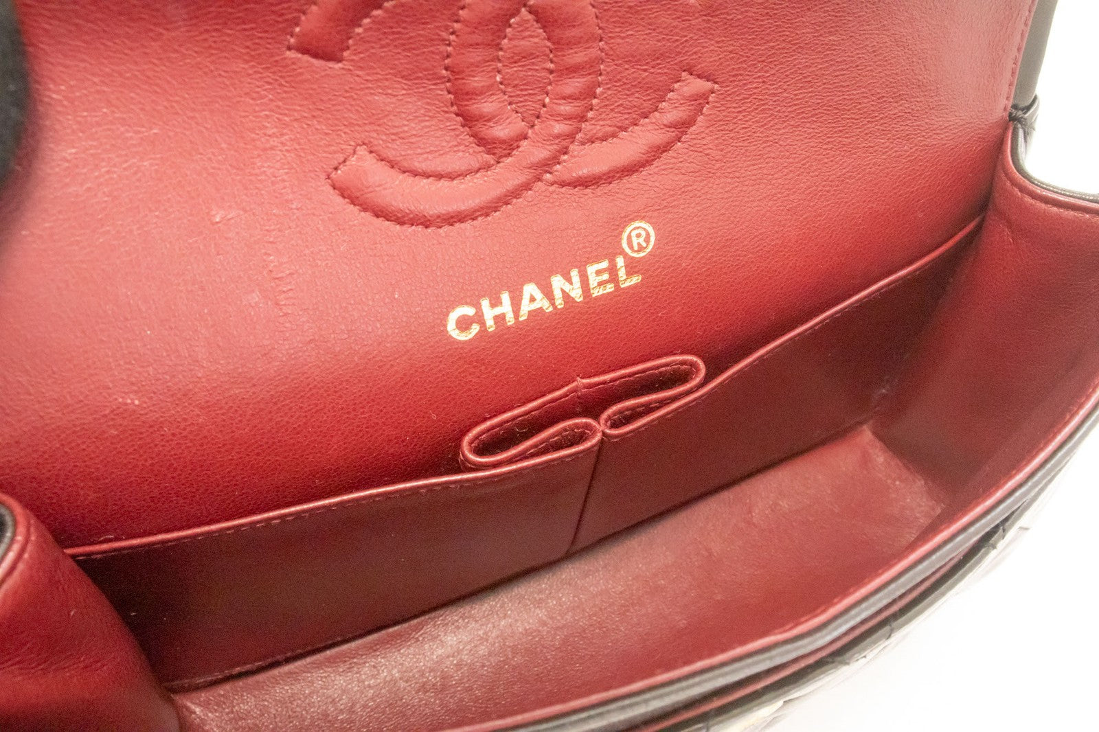Chanel Vintage Classic Double Flap Quilted Lambskin Black Leather Shoulder Bag Bag (Pre-Owned)