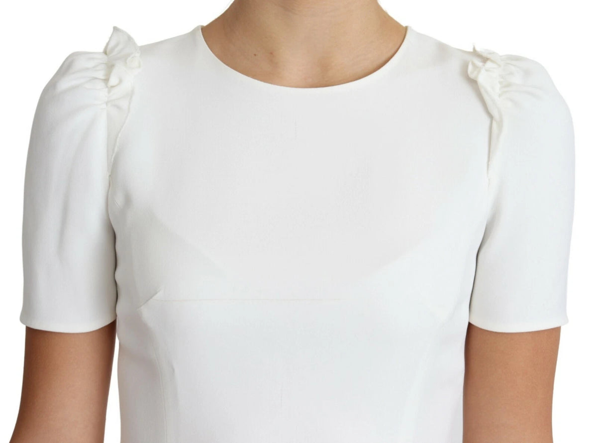 Dolce & Gabbana White Viscose Acetate Short Sleeve Blouse Women's Top (Pre-Owned)