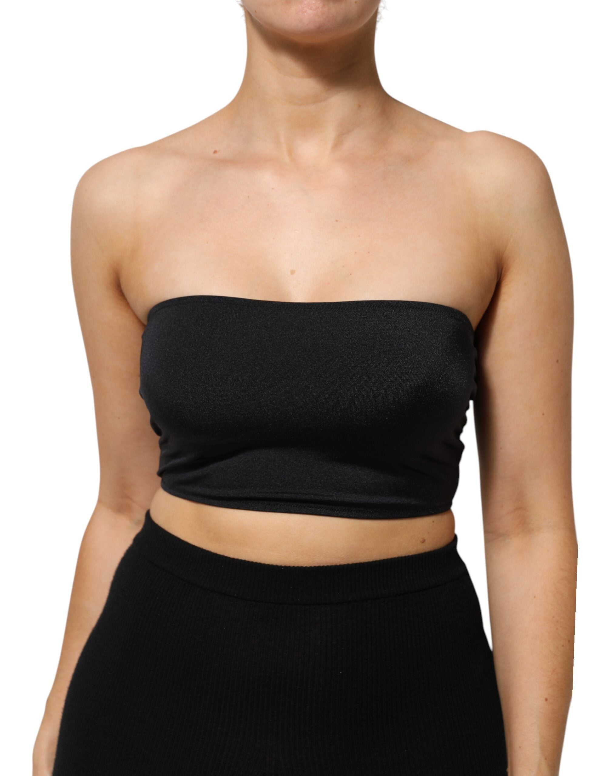 Dolce & Gabbana Black Nylon Blend Bandeau Strapless Tube Women's Top (Pre-Owned)