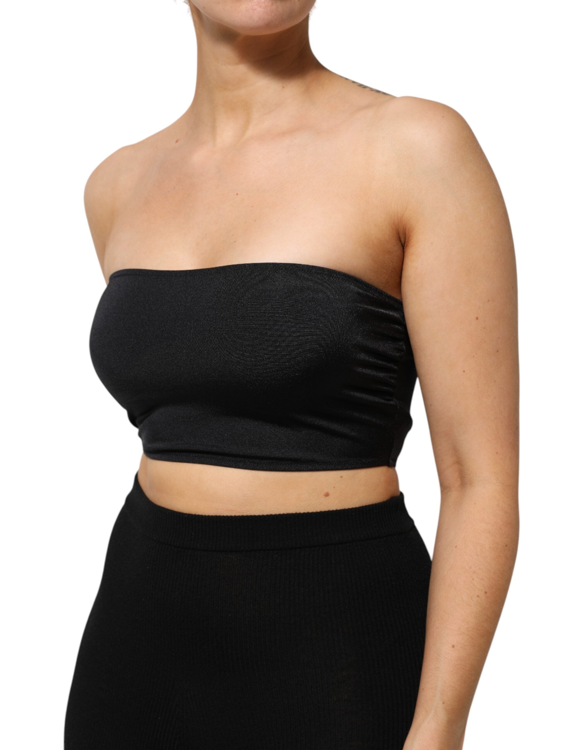Dolce & Gabbana Black Nylon Blend Bandeau Strapless Tube Women's Top (Pre-Owned)