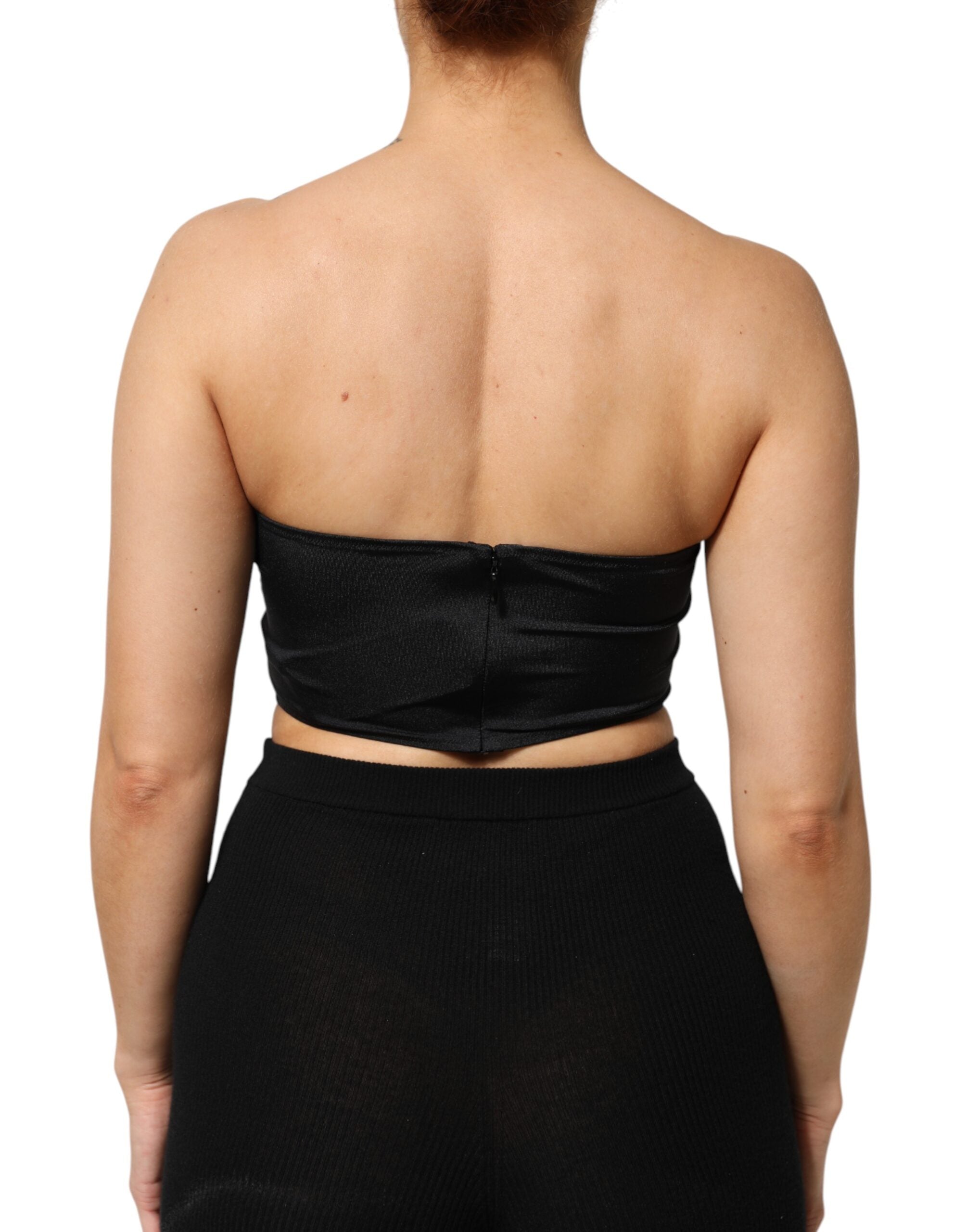 Dolce & Gabbana Black Nylon Blend Bandeau Strapless Tube Women's Top (Pre-Owned)