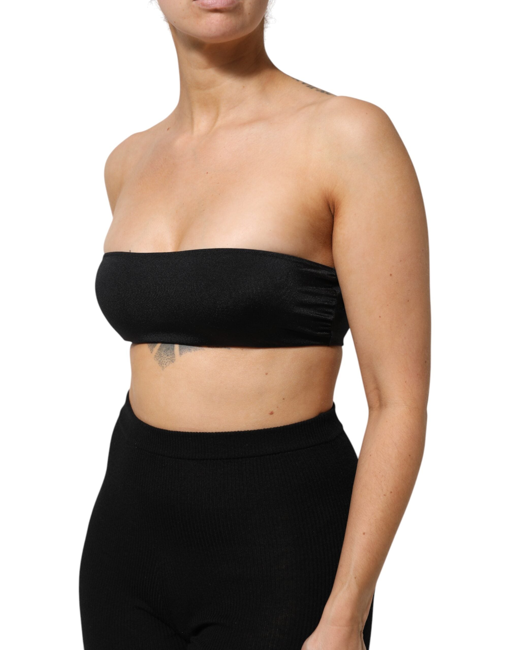 Dolce & Gabbana Black Nylon Blend Bandeau Strapless Tube Women's Top (Pre-Owned)