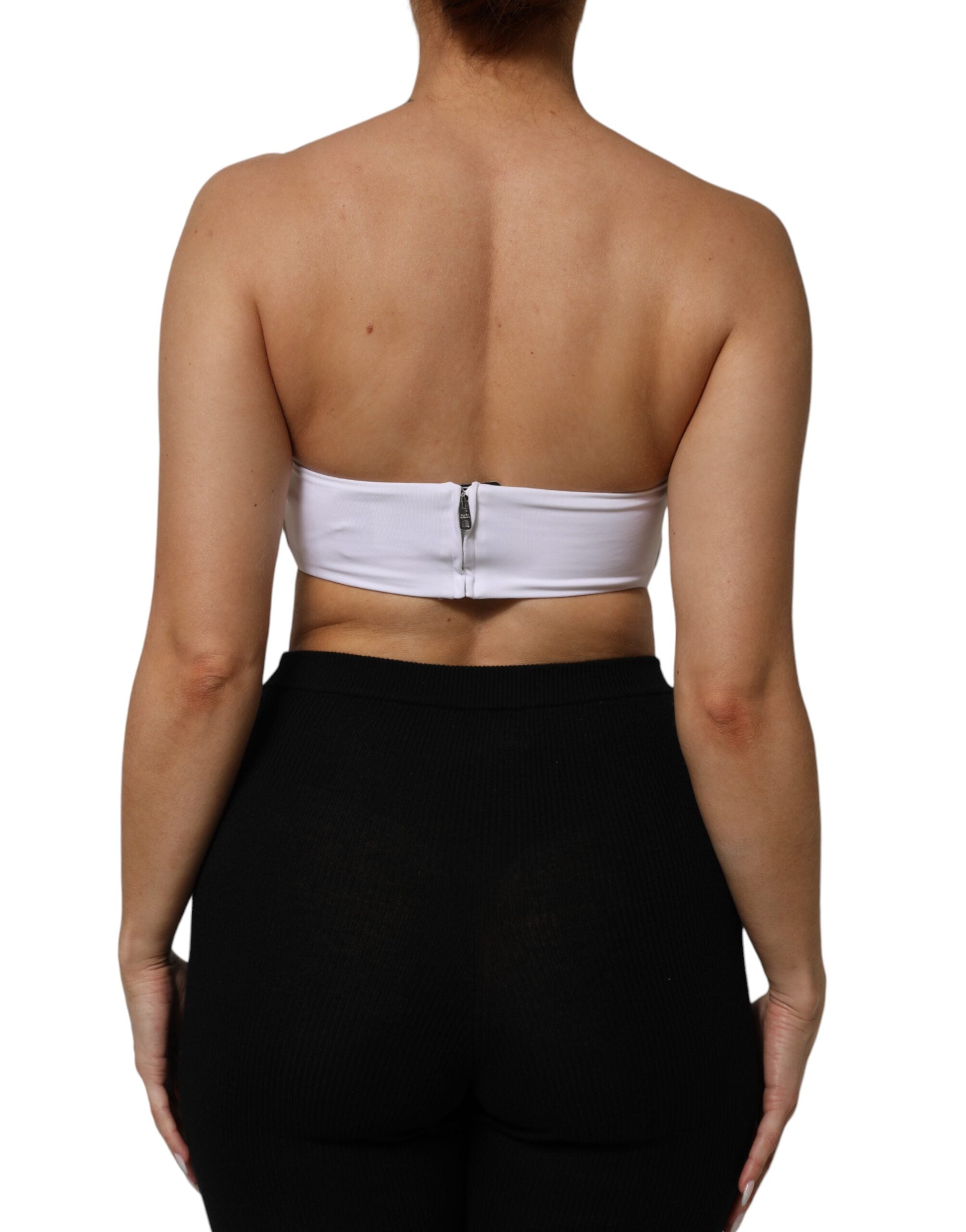 Dolce & Gabbana White Nylon Blend Bandeau Strapless Tube Women's Top