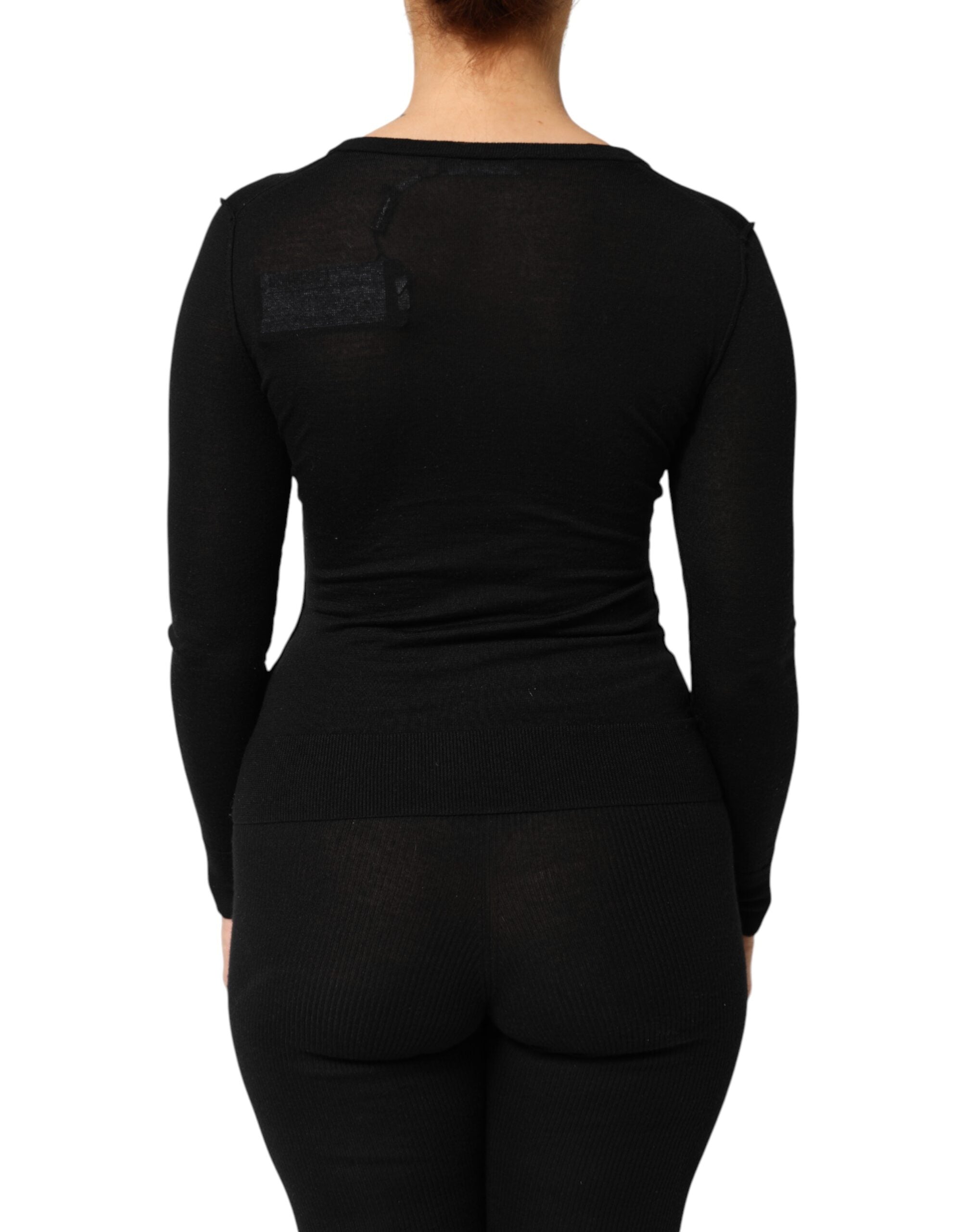 Dolce & Gabbana Black Virgin Wool Buttoned Cardigan Women's Sweater (Pre-Owned)