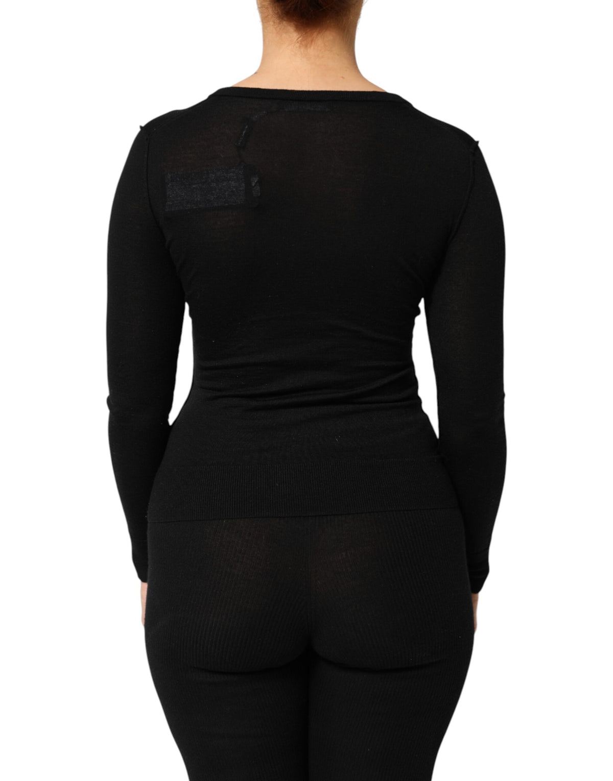 Dolce & Gabbana Black Virgin Wool Buttoned Cardigan Women's Sweater (Pre-Owned)