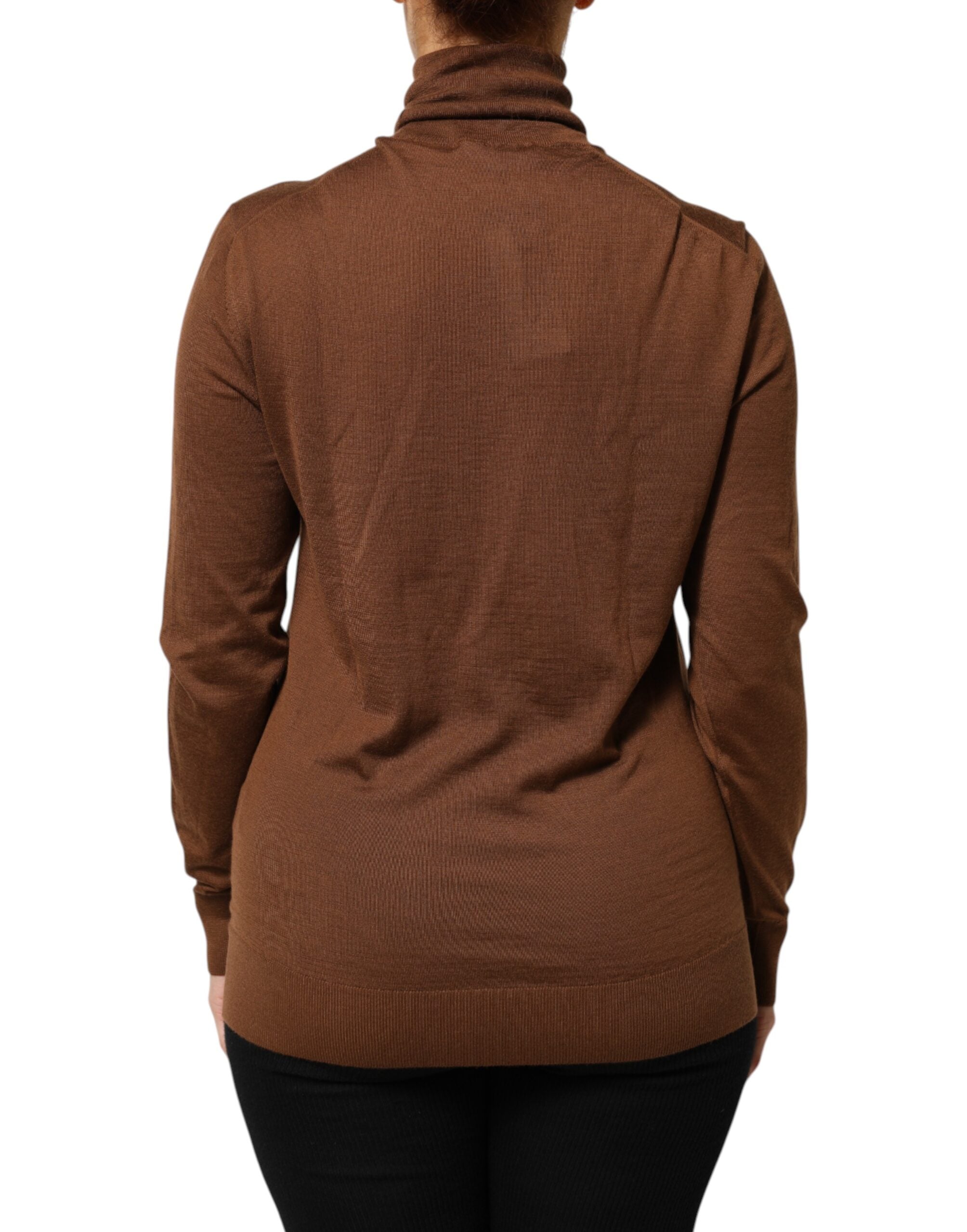 Dolce & Gabbana Brown Cashmere Turtle Neck Pullover Women's Sweater