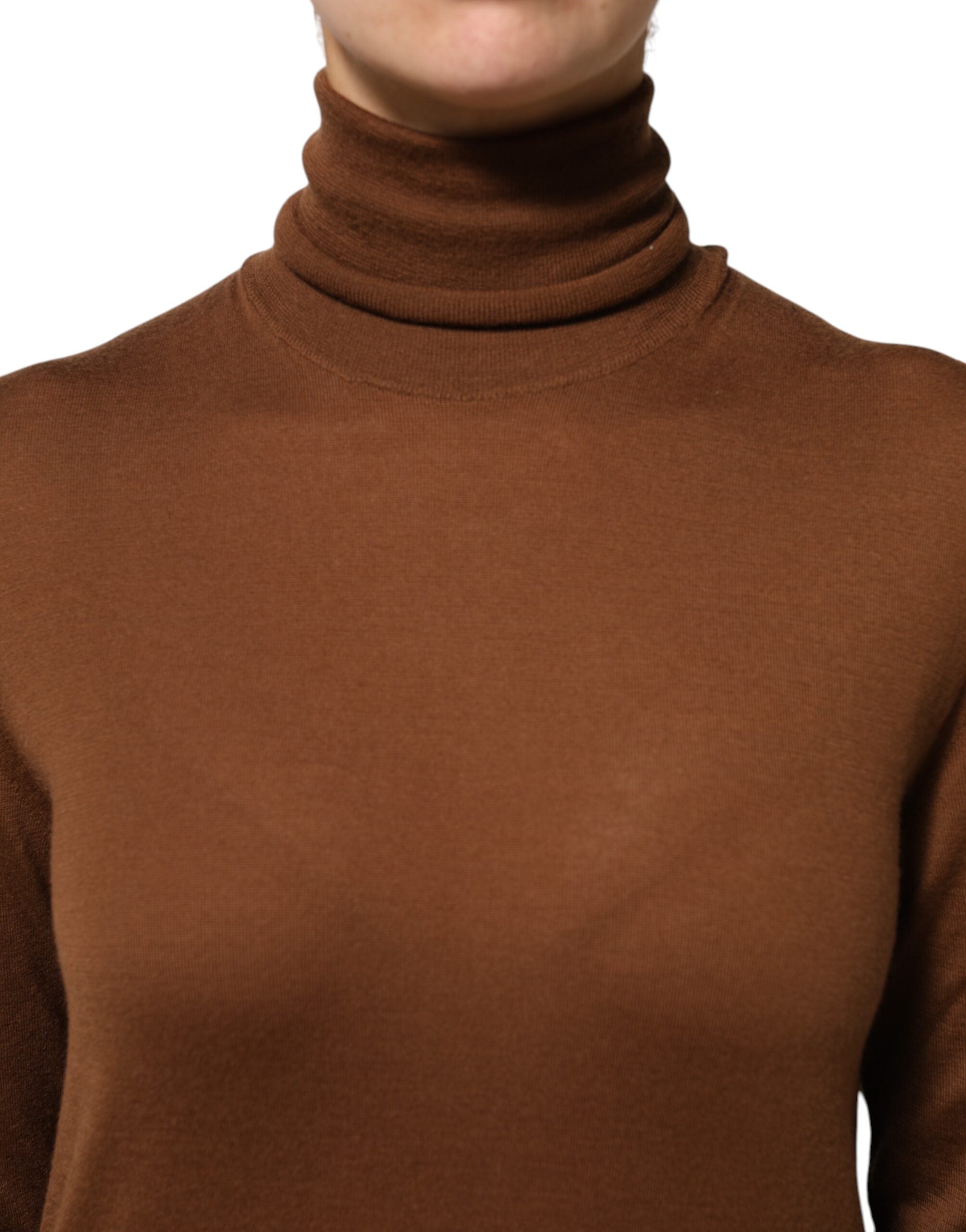 Dolce & Gabbana Brown Cashmere Turtle Neck Pullover Women's Sweater