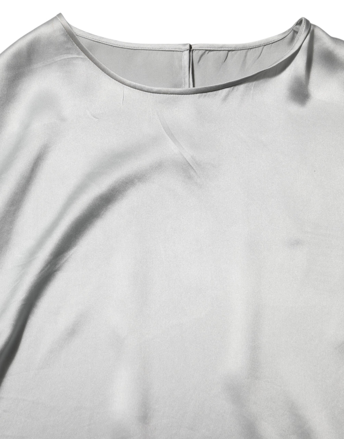 Dolce & Gabbana Gray Silk Satin Floral Lace Long Sleeve Women's Top (Pre-Owned)