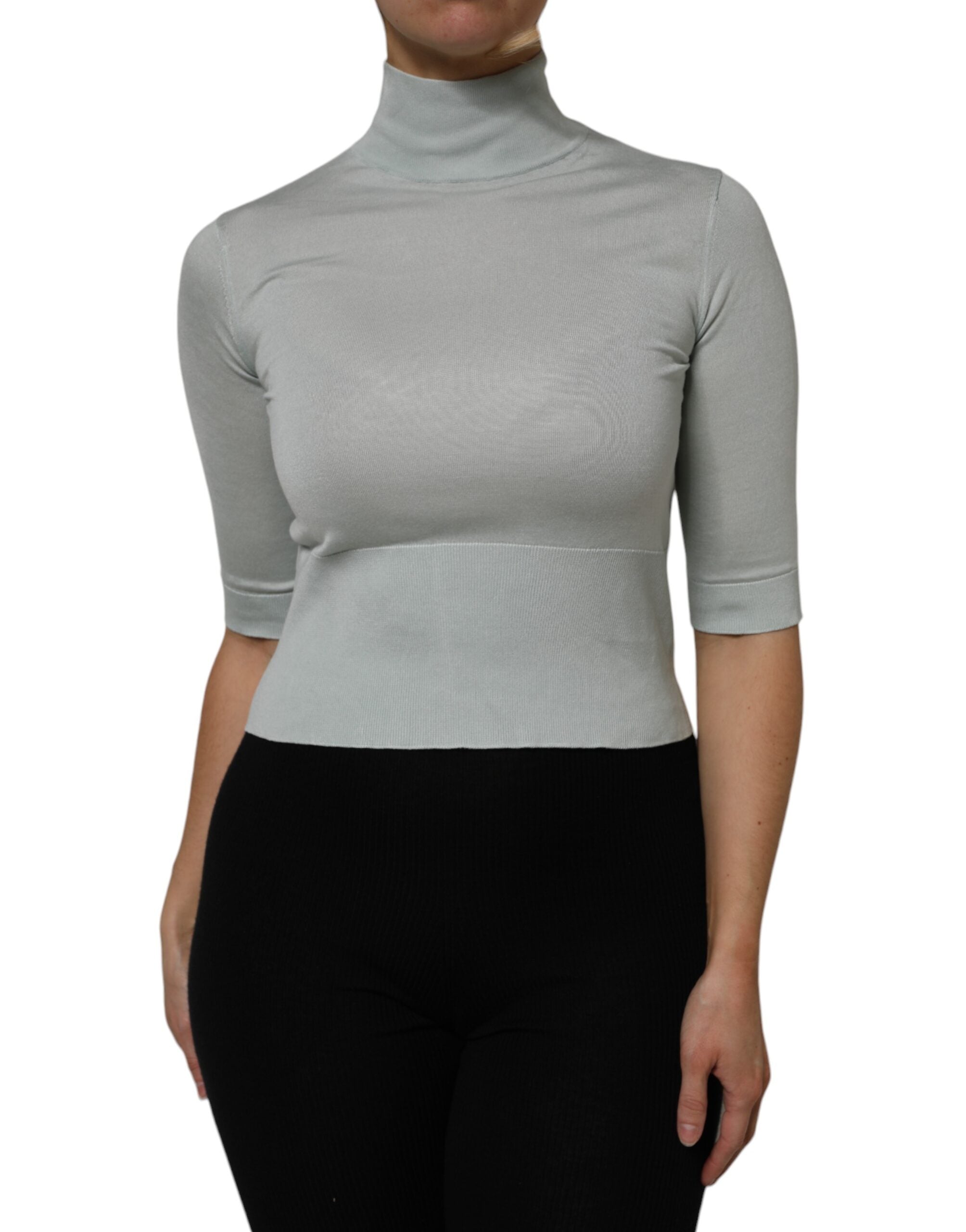 Dolce & Gabbana Gray Turtle Neck 3/4 Sleeves Pullover Women's Top (Pre-Owned)