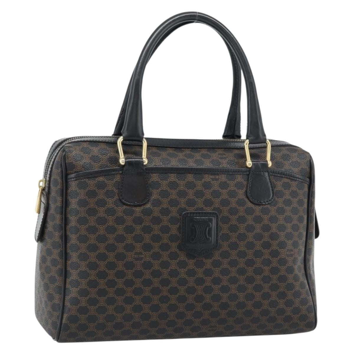 Celine Vintage Boston Macadam Coated Canvas Black Canvas Handbag (Pre-Owned)