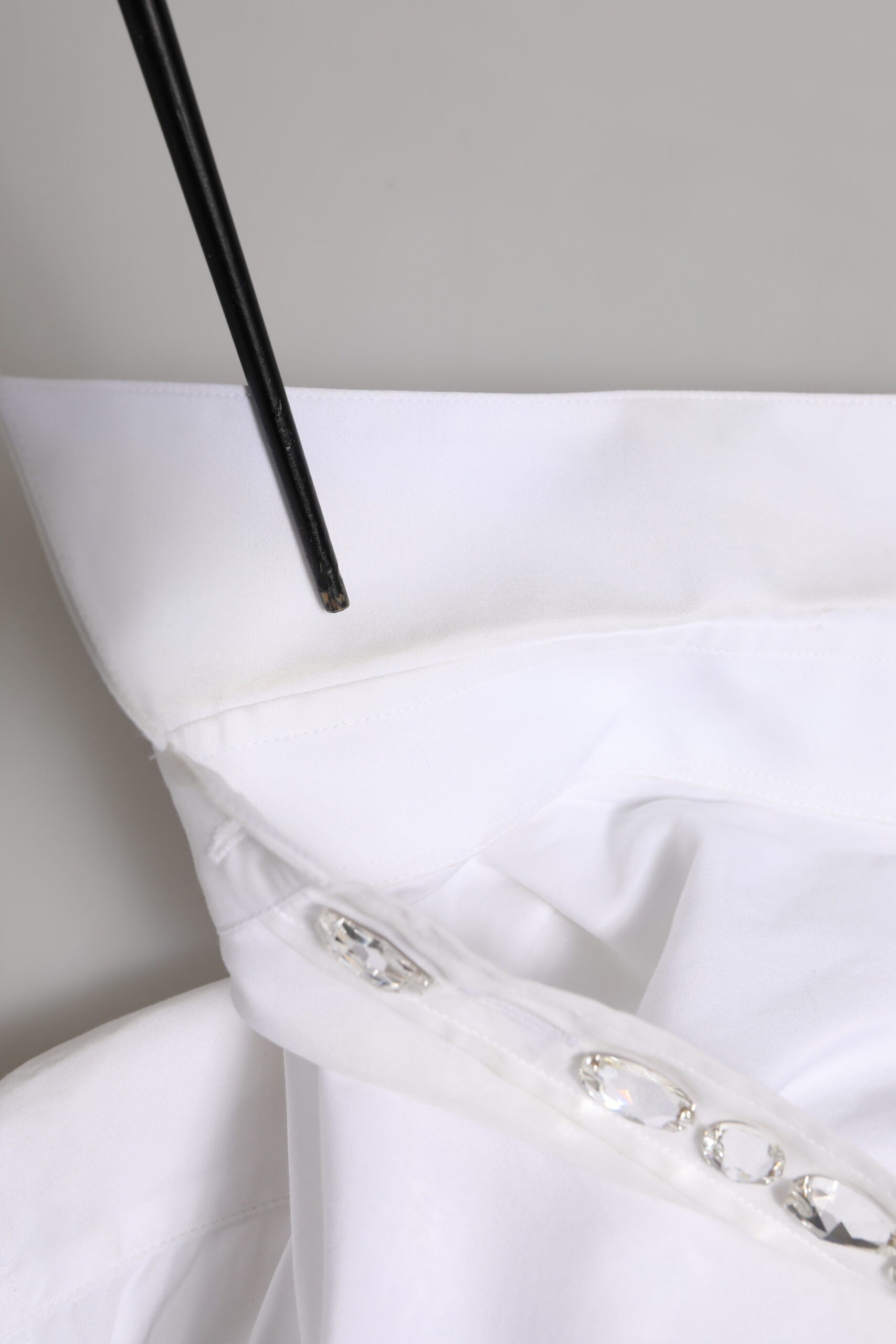 Dolce & Gabbana White Crystal Embellished Dress Shirt Women's Top (Pre-Owned)