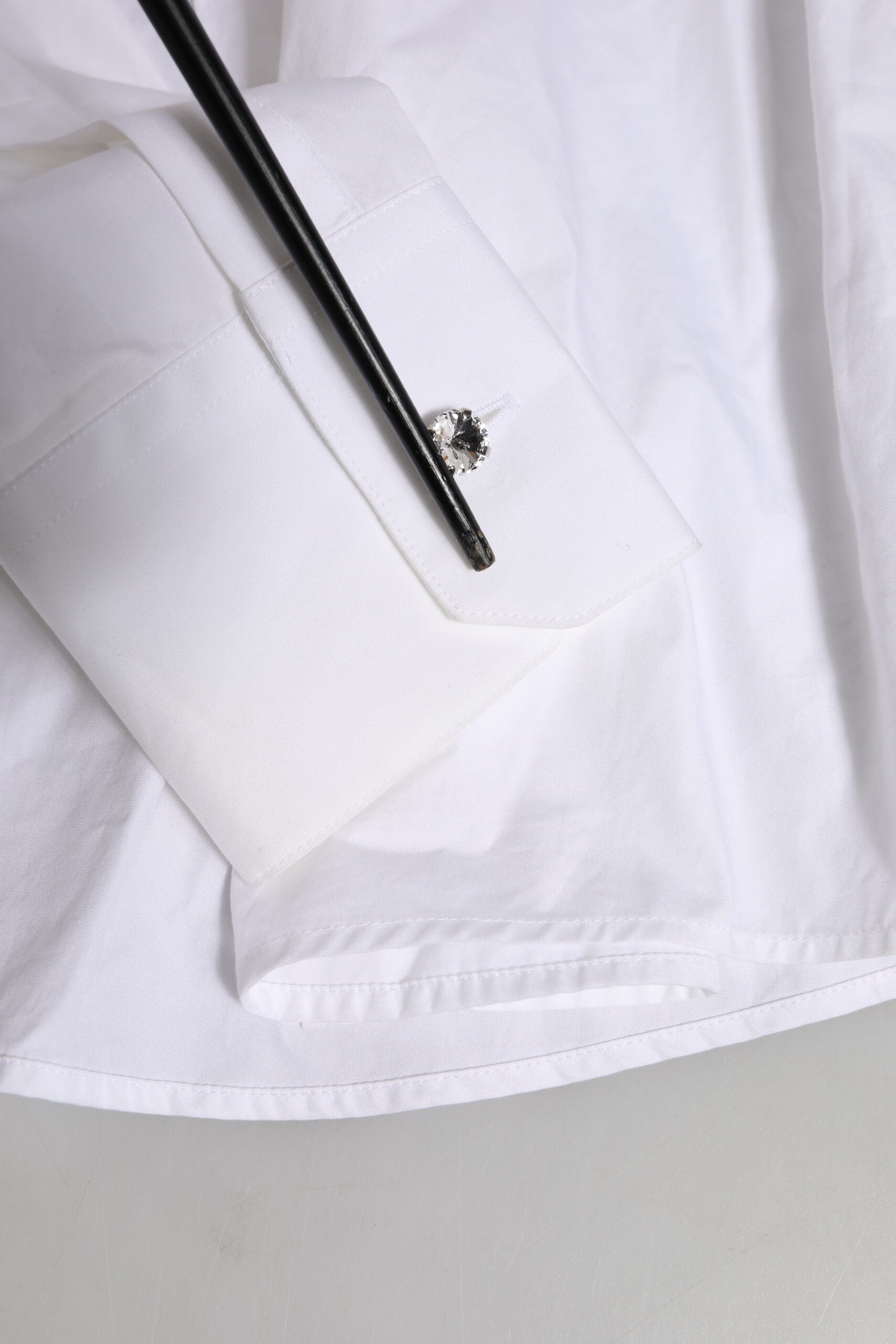 Dolce & Gabbana White Crystal Embellished Dress Shirt Women's Top (Pre-Owned)