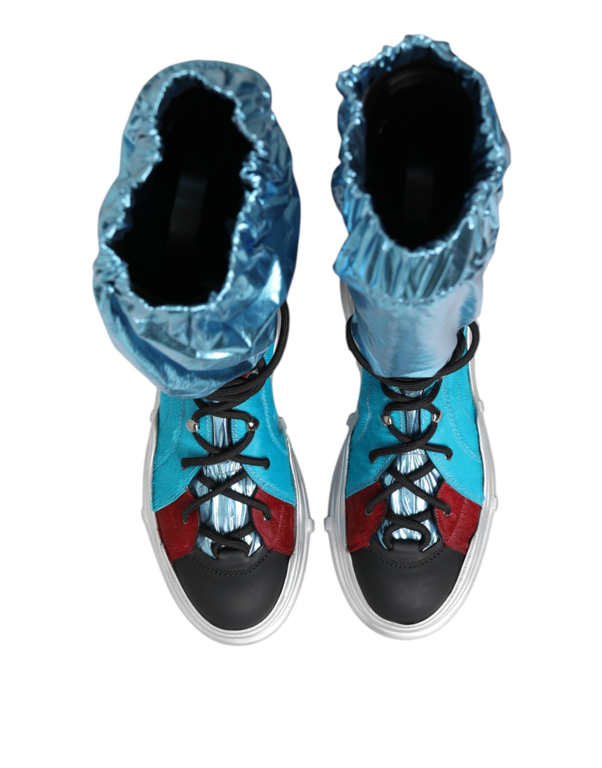 Dolce & Gabbana Blue Lace Up Over The Knee Socks Men Boots Men's Shoes