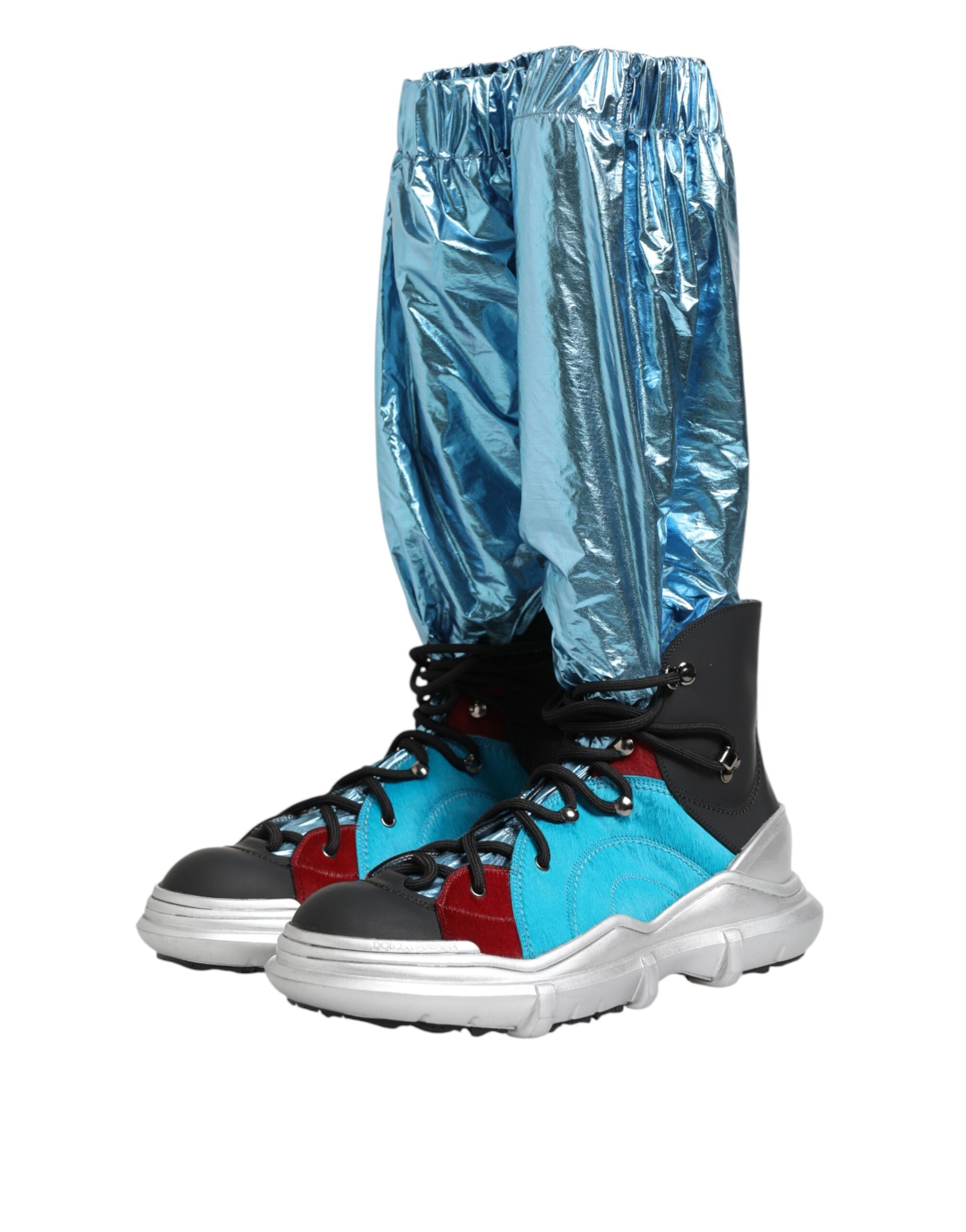 Dolce & Gabbana Blue Lace Up Over The Knee Socks Men Boots Men's Shoes
