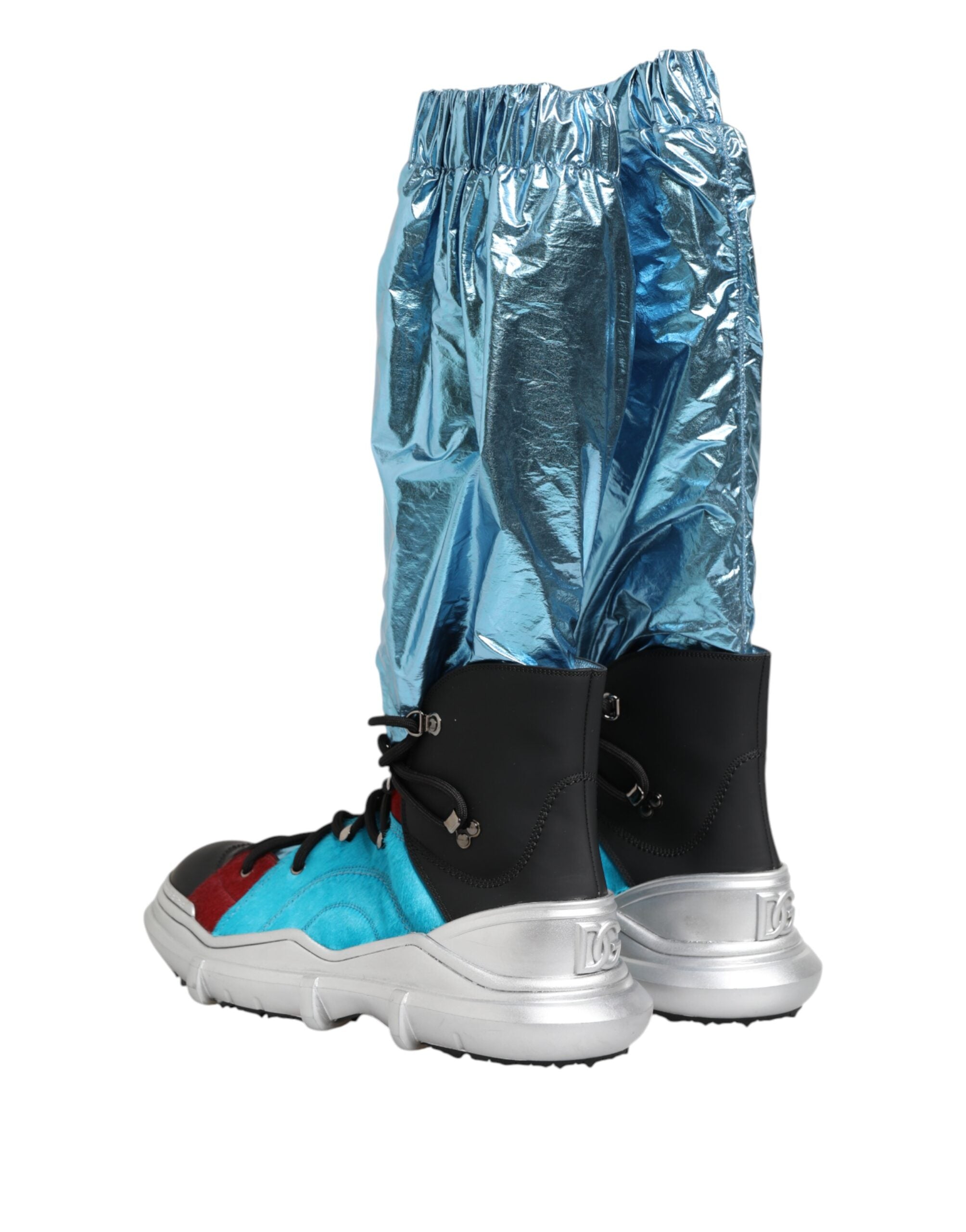 Dolce & Gabbana Blue Lace Up Over The Knee Socks Men Boots Men's Shoes