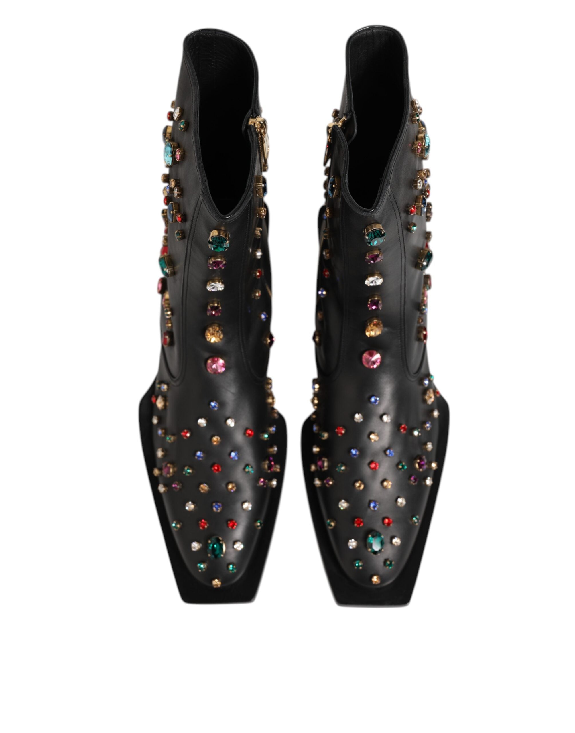Dolce & Gabbana Black Crystal Embellished Men Short Boots Men's Shoes