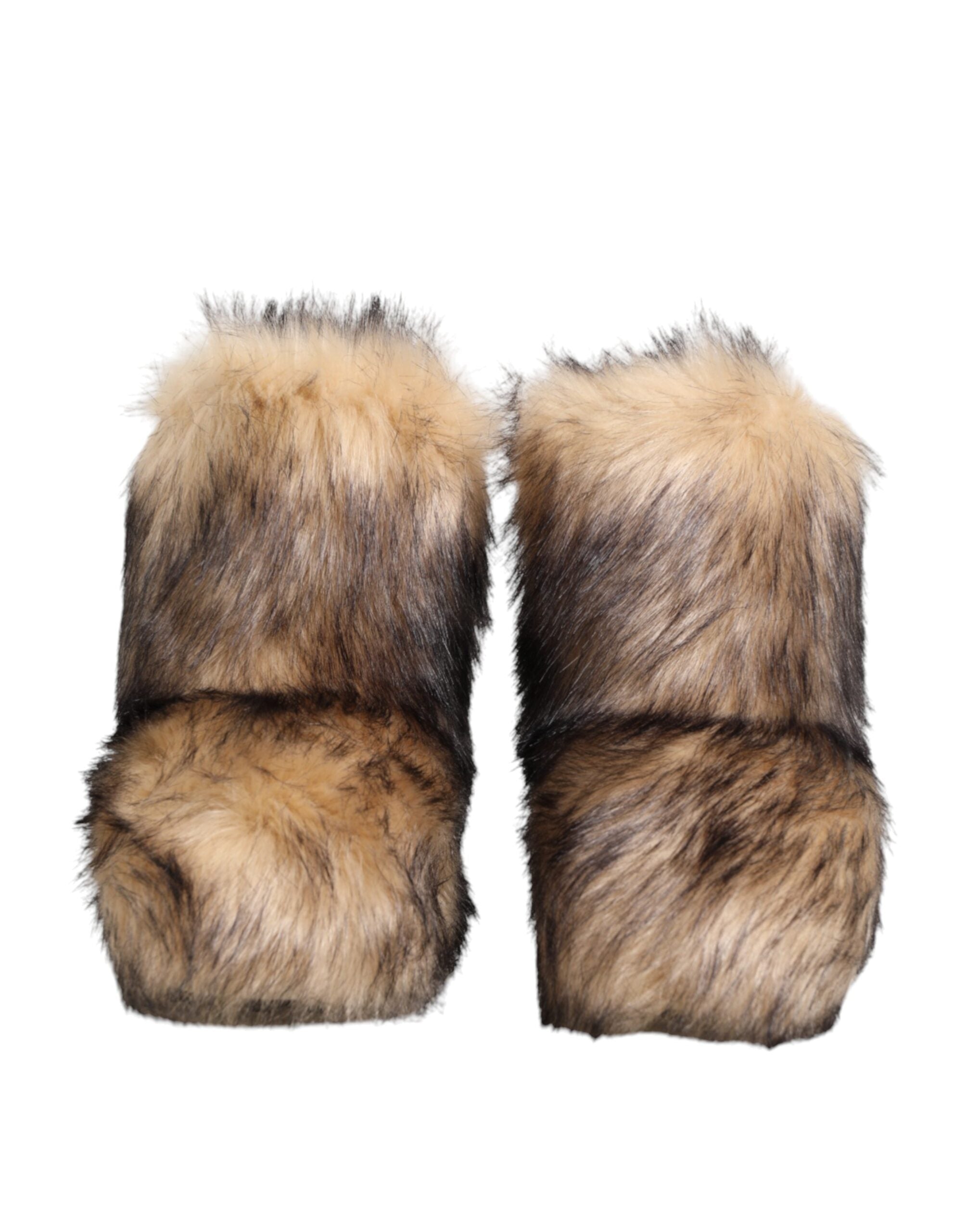 Dolce & Gabbana Brown Faux Skim Ski Fur Men Short Boots Men's Shoes