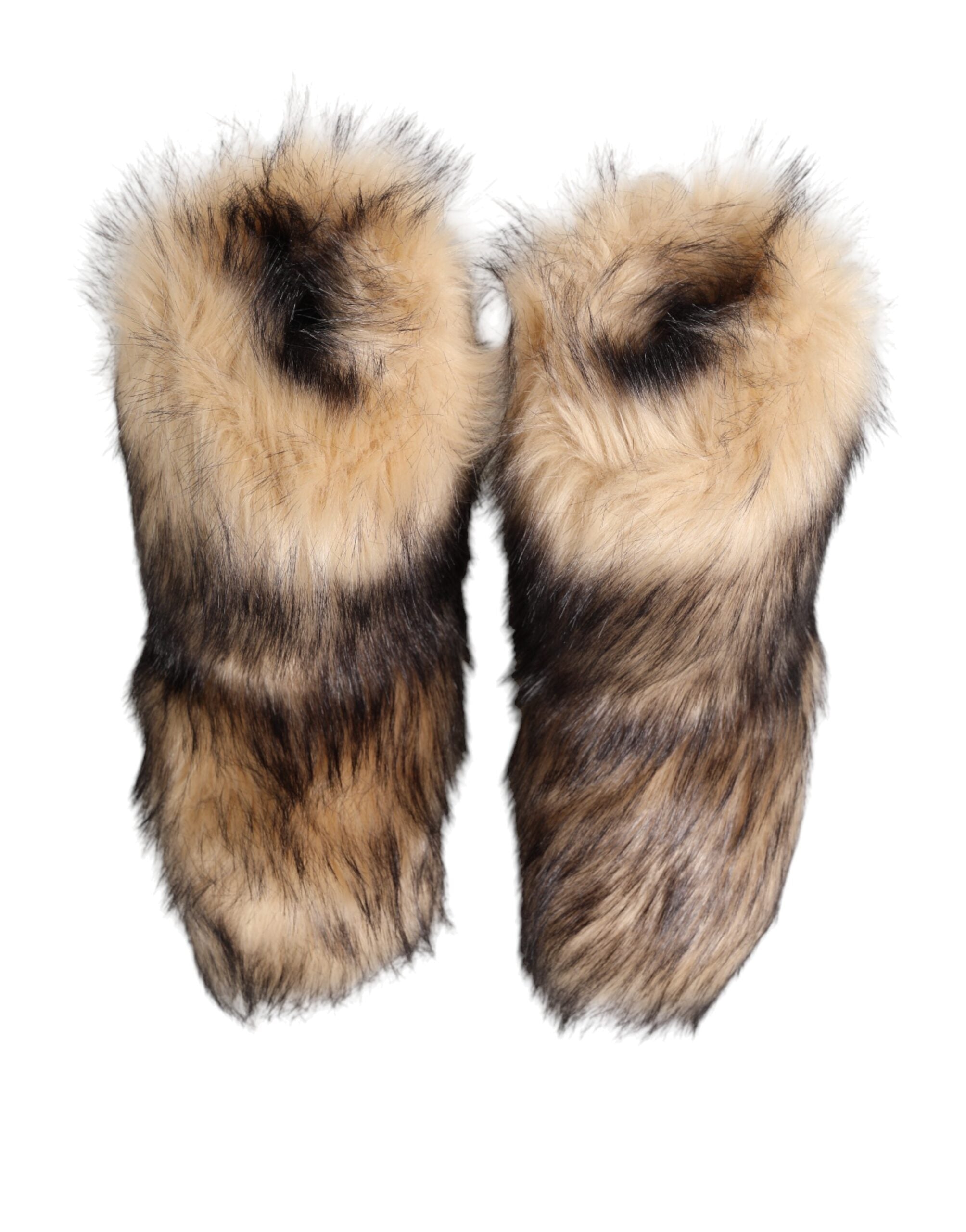 Dolce & Gabbana Brown Faux Skim Ski Fur Men Short Boots Men's Shoes