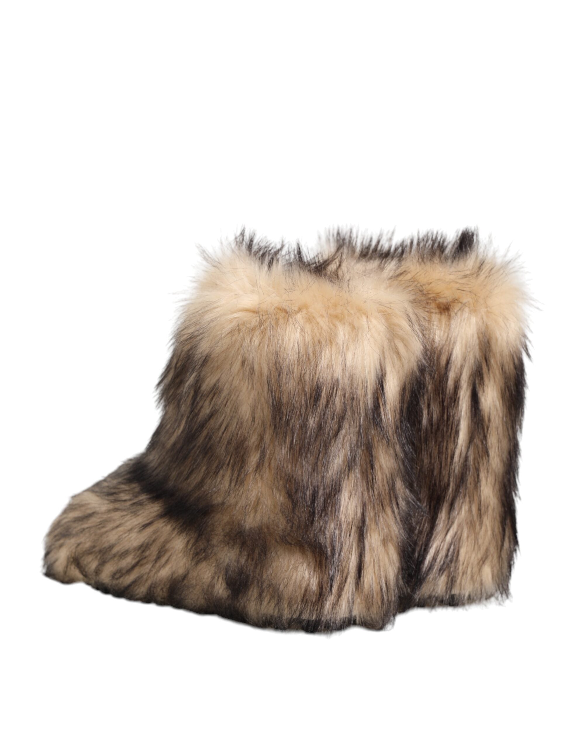 Dolce & Gabbana Brown Faux Skim Ski Fur Men Short Boots Men's Shoes
