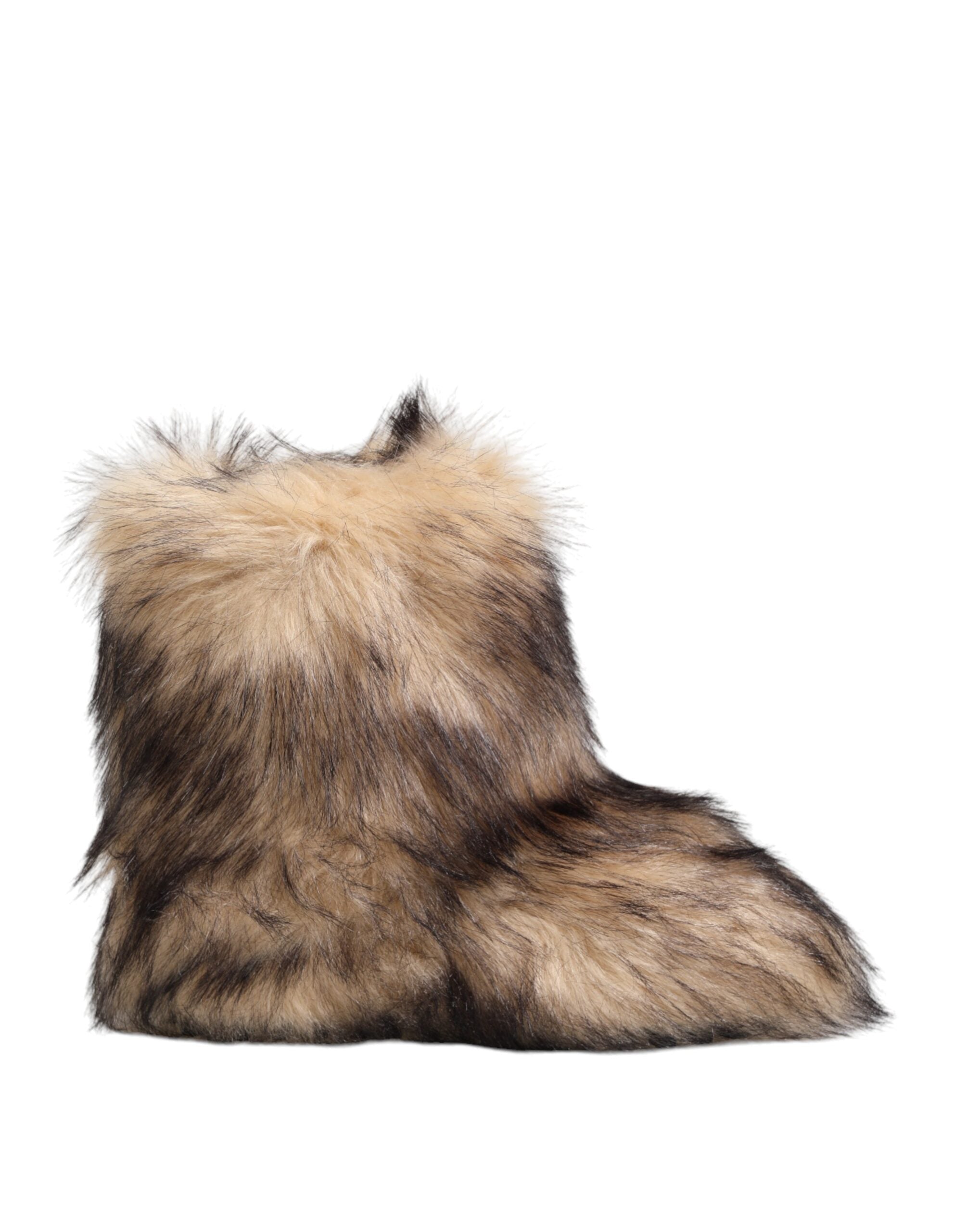 Dolce & Gabbana Brown Faux Skim Ski Fur Men Short Boots Men's Shoes
