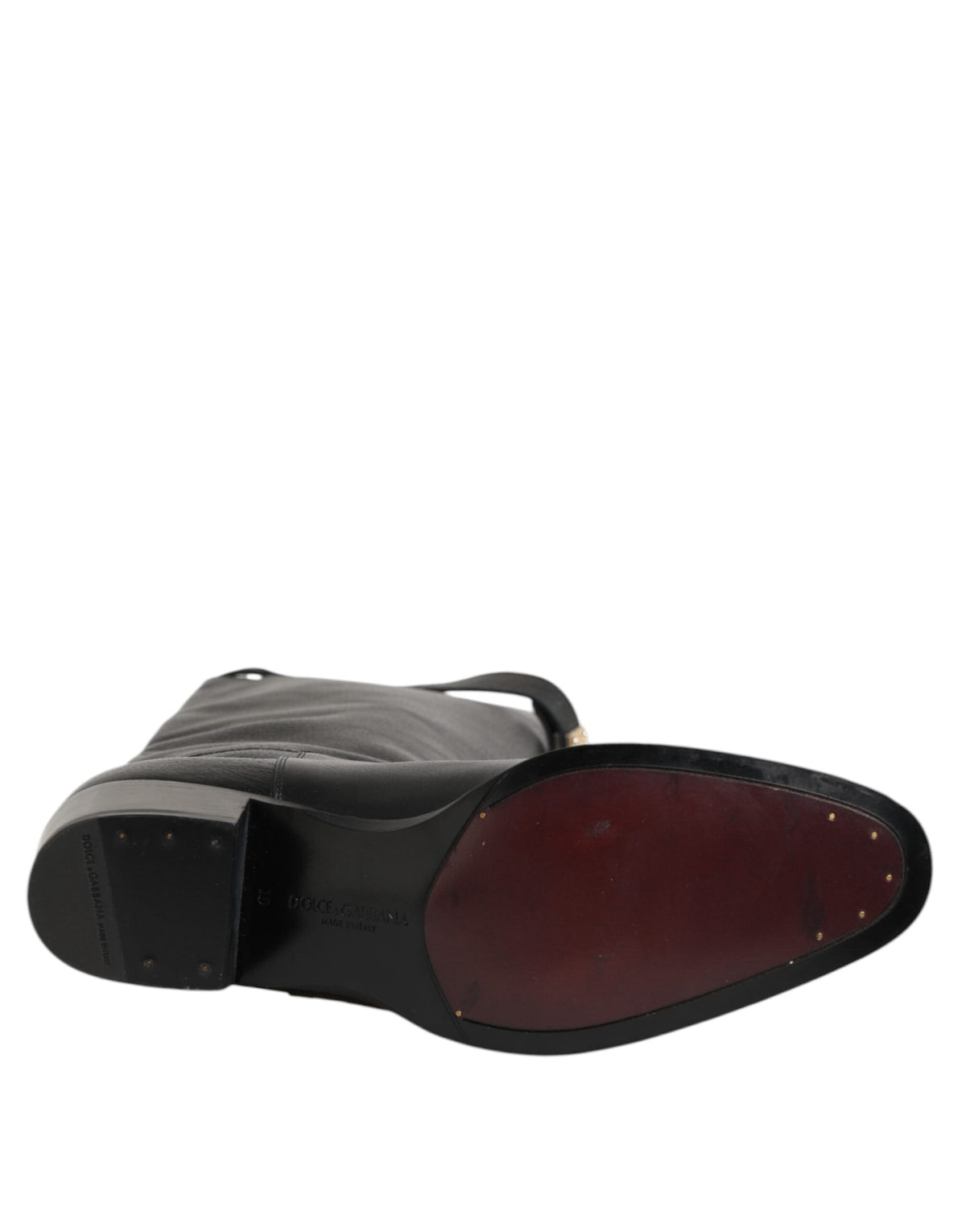 Dolce & Gabbana Black Logo Plaque Over The Calf Boots Men's Shoes