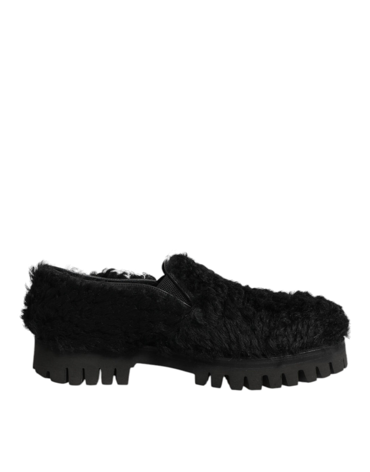 Dolce & Gabbana Dress Black Fur Leather Slippers Men Men's Shoes