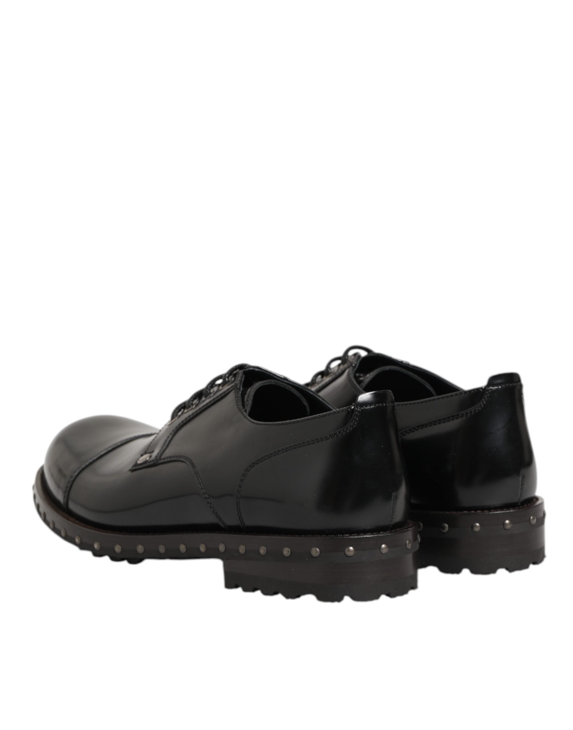 Dolce & Gabbana Black Leather Studded Men Formal Derby Men's Shoes
