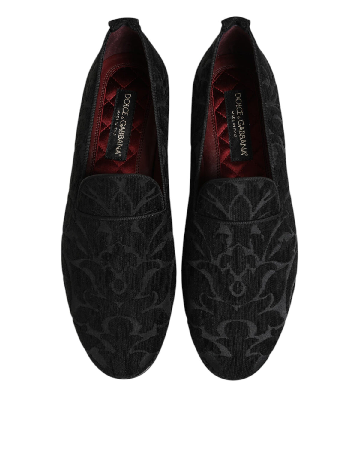 Dolce & Gabbana Black Brocade Loafers Slip On Men Dress Men's Shoes