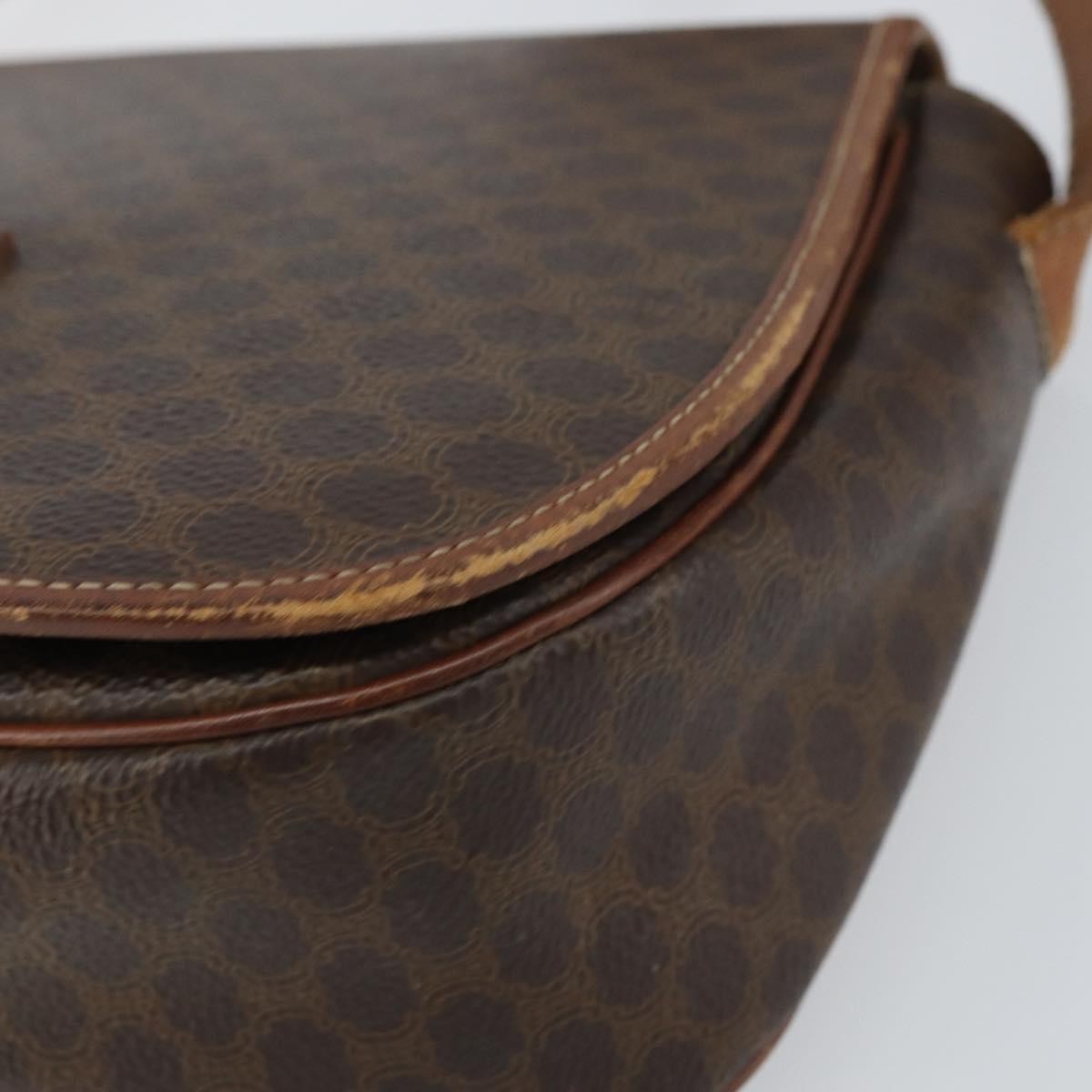 Celine Vintage Macadam Canvas And Leather Brown Canvas Shoulder Bag Bag (Pre-Owned)
