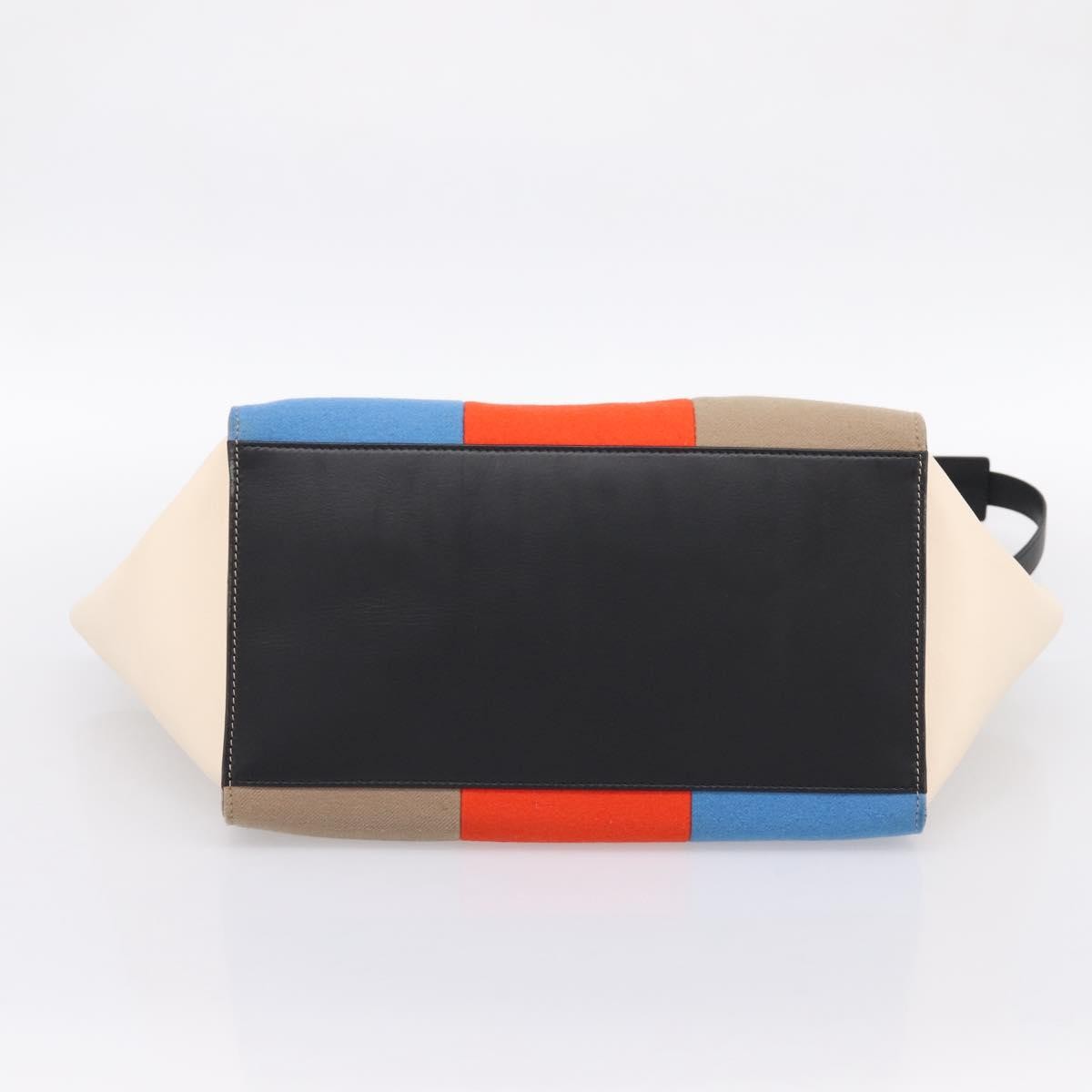Celine Tricolor Trapeze Leather Beige Wool Handbag (Pre-Owned)