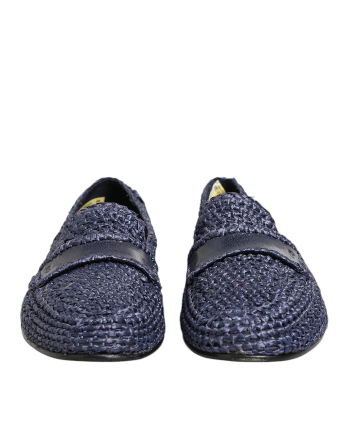 Dolce & Gabbana Blue Woven Leather Slip On Loafers Men Men's Shoes (Pre-Owned)