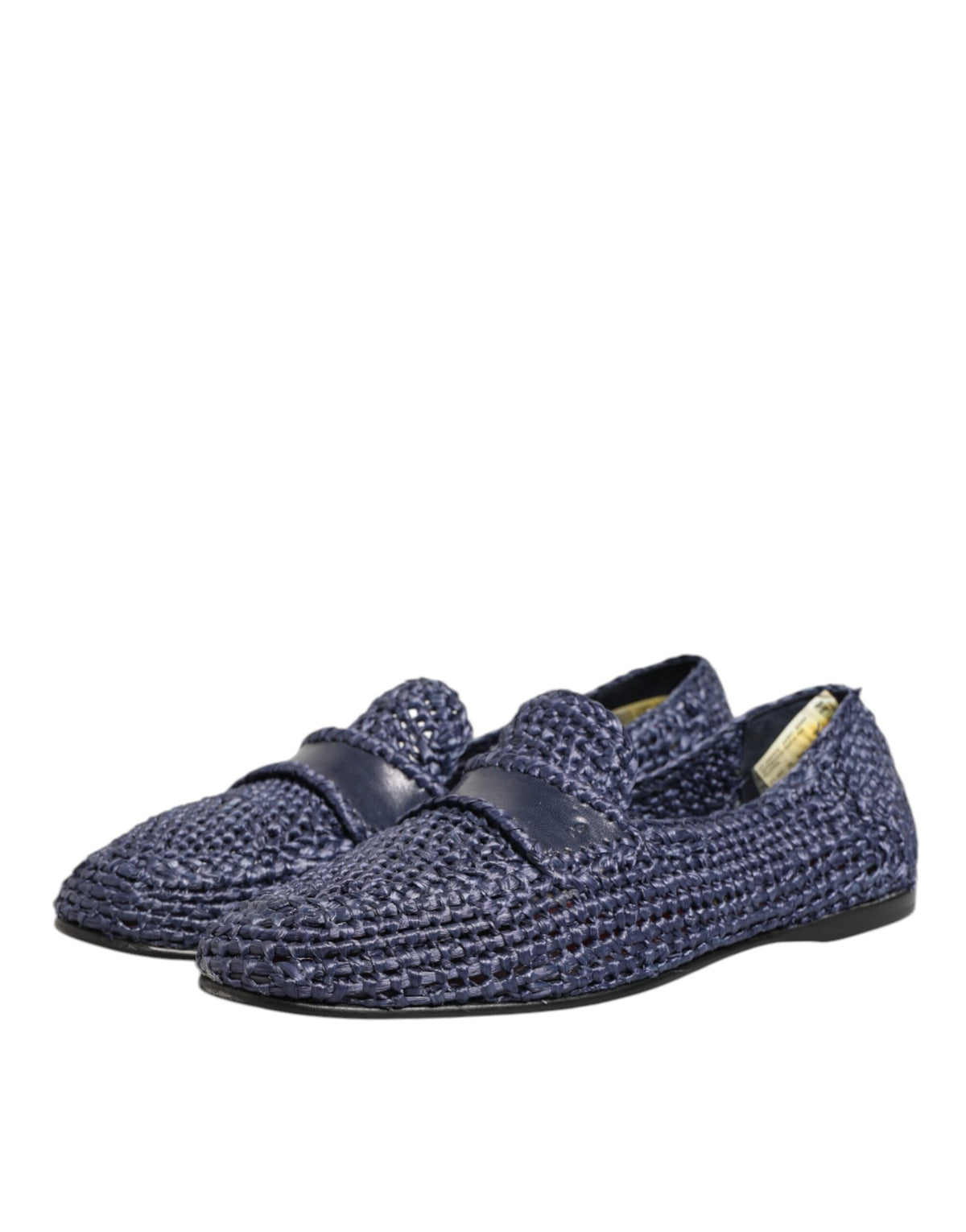 Dolce & Gabbana Blue Woven Leather Slip On Loafers Men Men's Shoes (Pre-Owned)