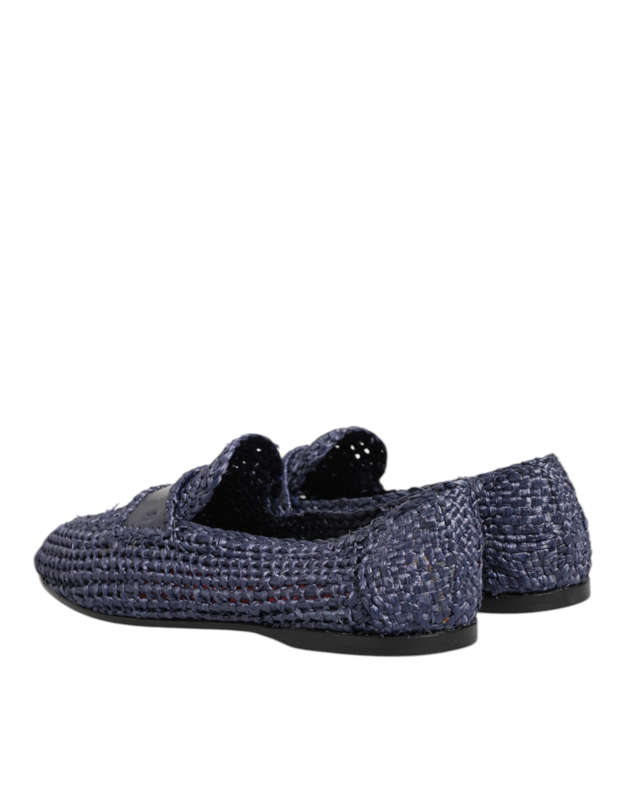 Dolce & Gabbana Blue Woven Leather Slip On Loafers Men Men's Shoes (Pre-Owned)