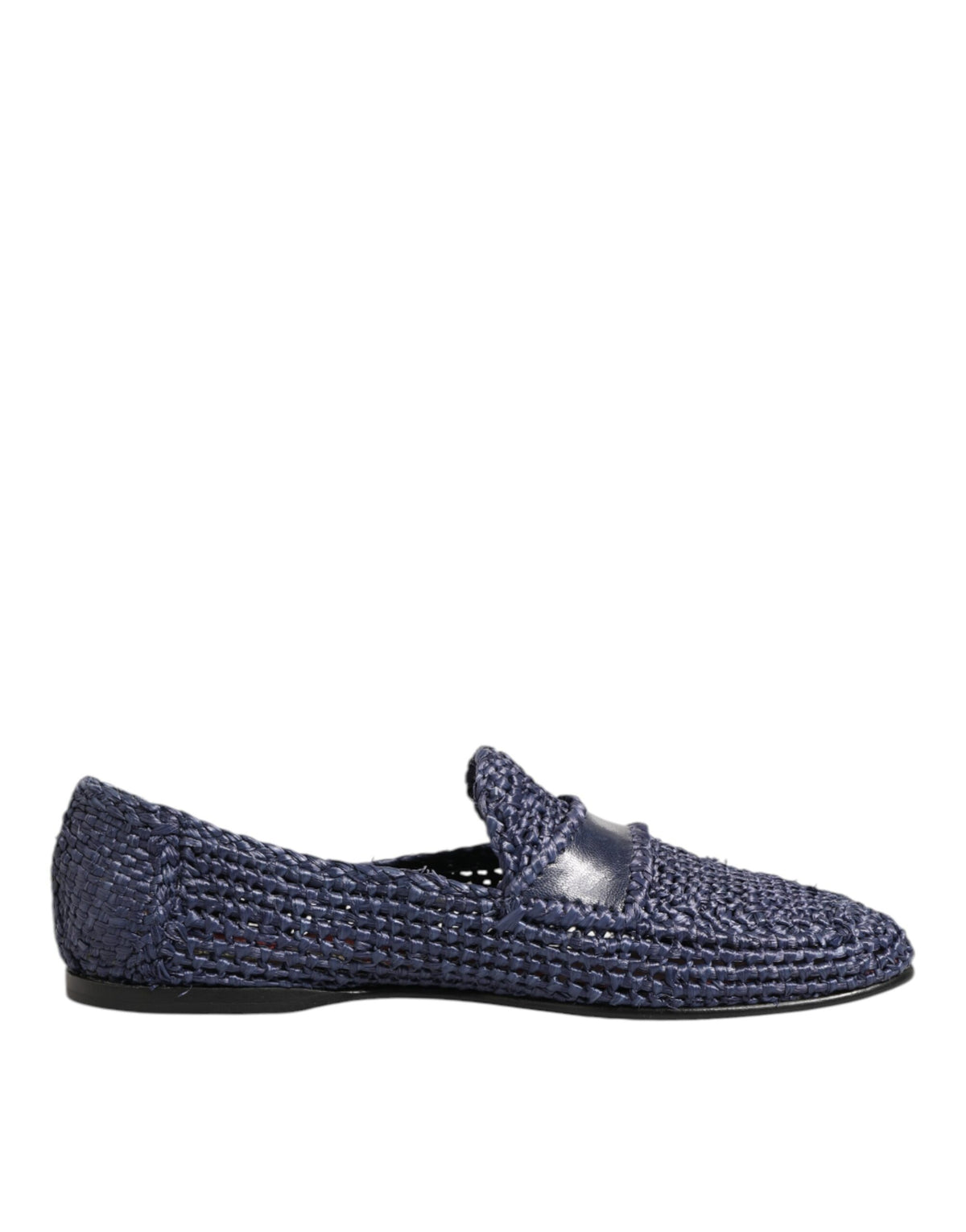 Dolce & Gabbana Blue Woven Leather Slip On Loafers Men Men's Shoes (Pre-Owned)