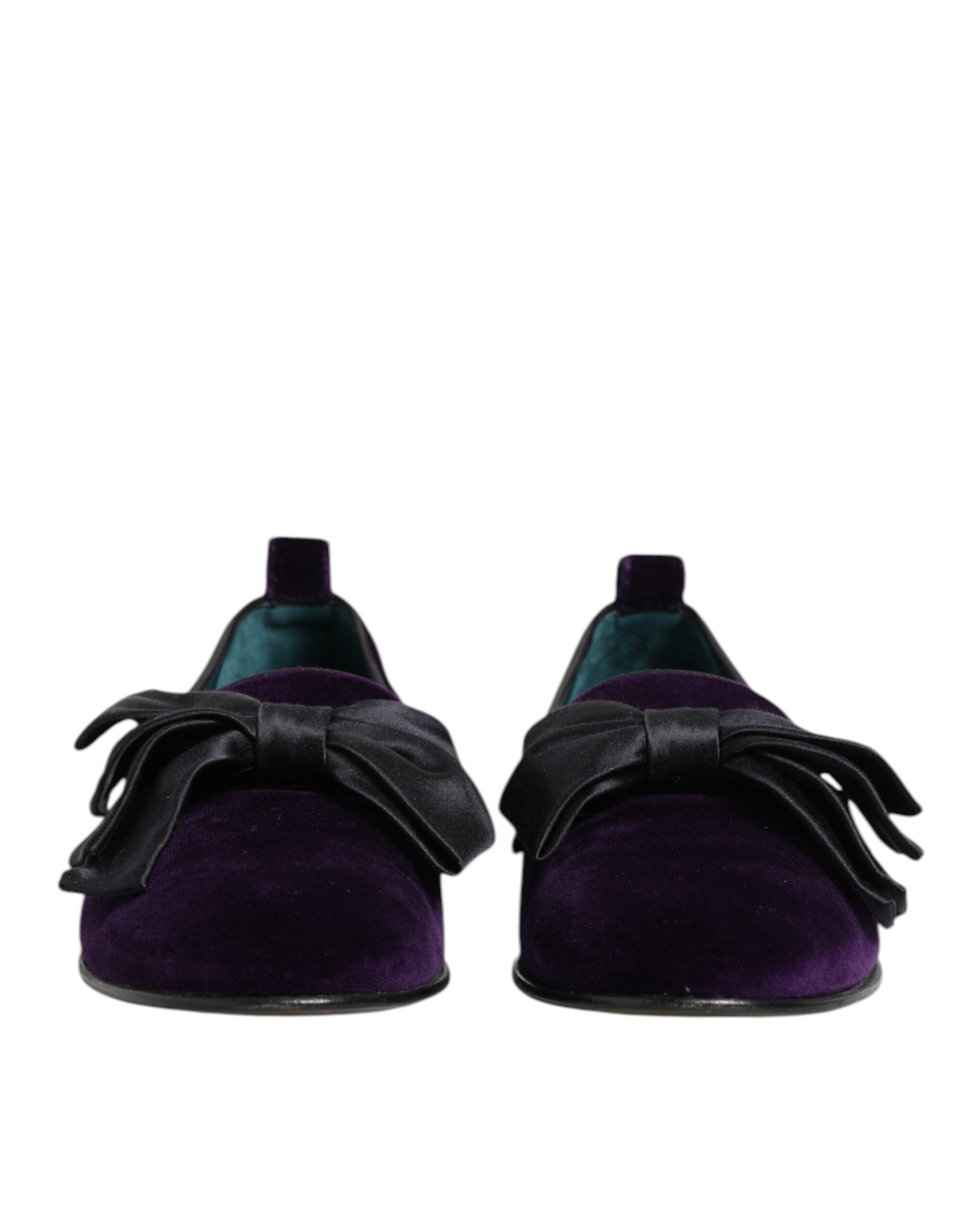 Dolce & Gabbana Purple Suede Cotton Bow Slip On Loafers Men's Shoes (Pre-Owned)