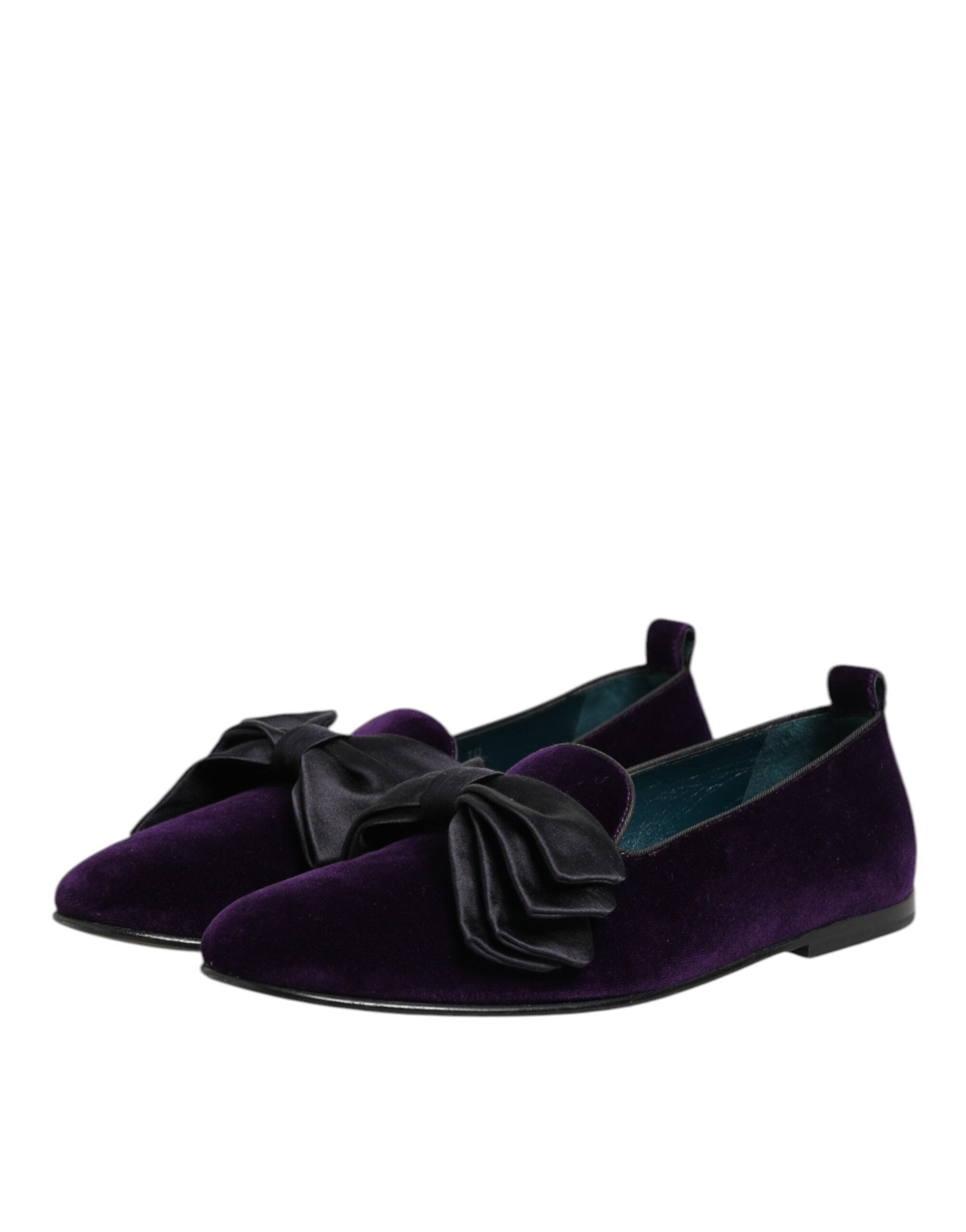 Dolce & Gabbana Purple Suede Cotton Bow Slip On Loafers Men's Shoes (Pre-Owned)