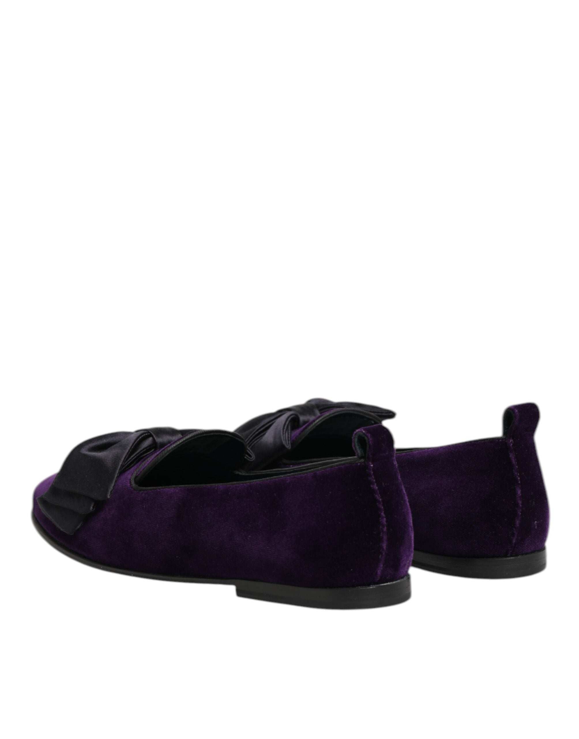 Dolce & Gabbana Purple Suede Cotton Bow Slip On Loafers Men's Shoes (Pre-Owned)