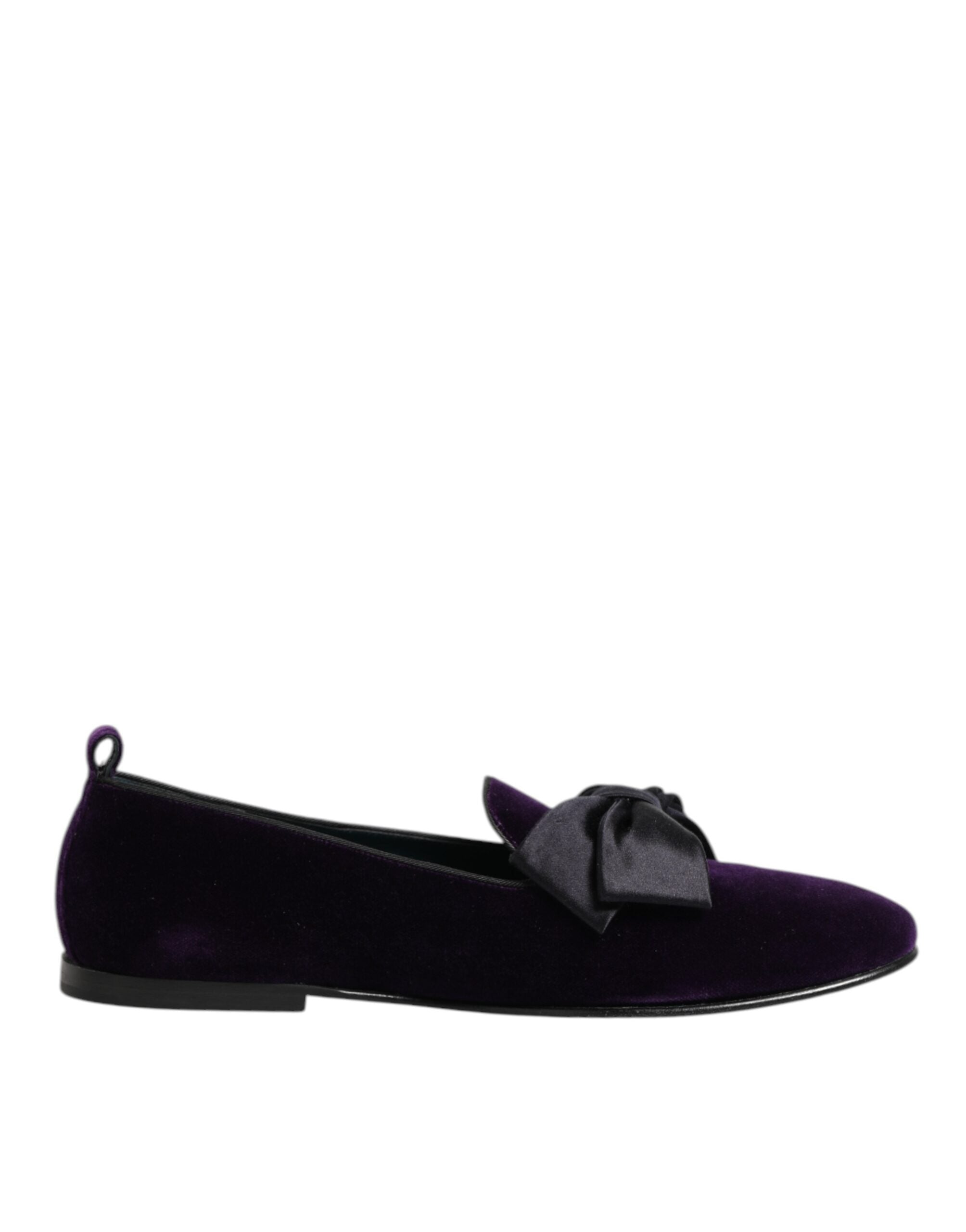 Dolce & Gabbana Purple Suede Cotton Bow Slip On Loafers Men's Shoes (Pre-Owned)