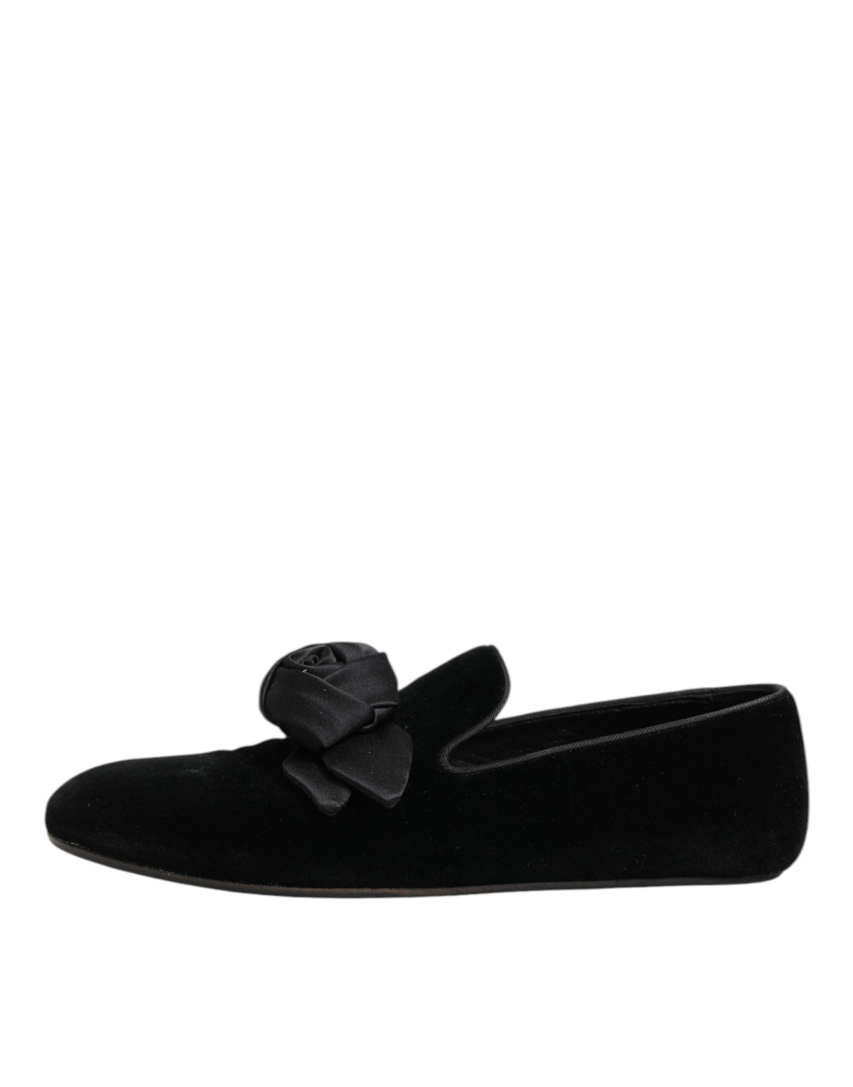 Dolce & Gabbana Black Suede Cotton Rose Slip On Loafers Men's Shoes