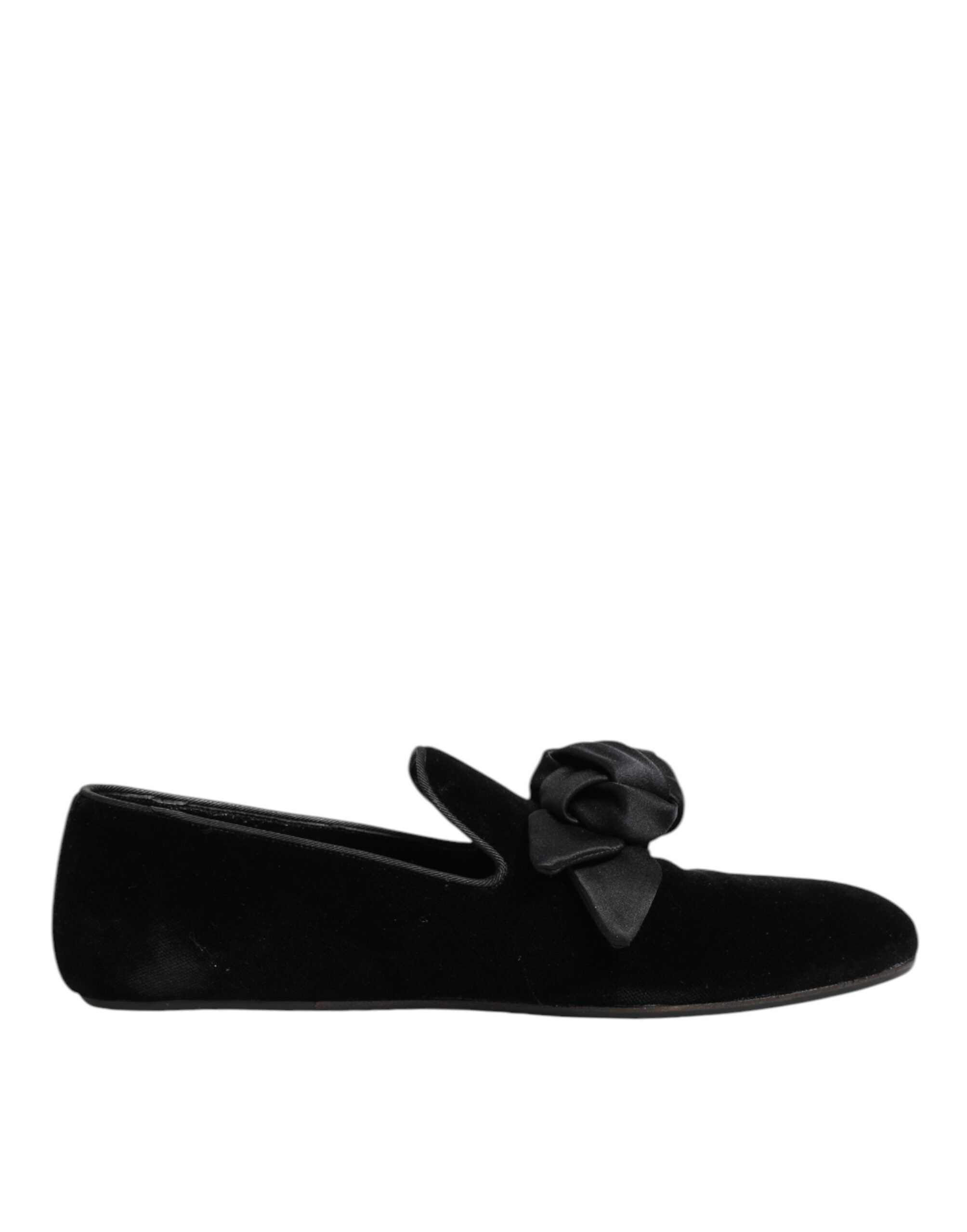 Dolce & Gabbana Black Suede Cotton Rose Slip On Loafers Men's Shoes