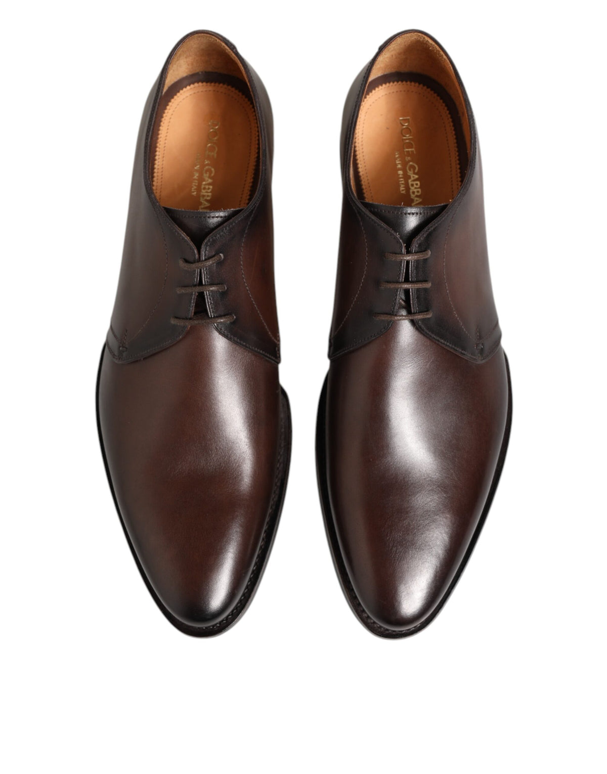 Dolce & Gabbana Brown Leather Lace Up Dress Men Derby Men's Shoes (Pre-Owned)