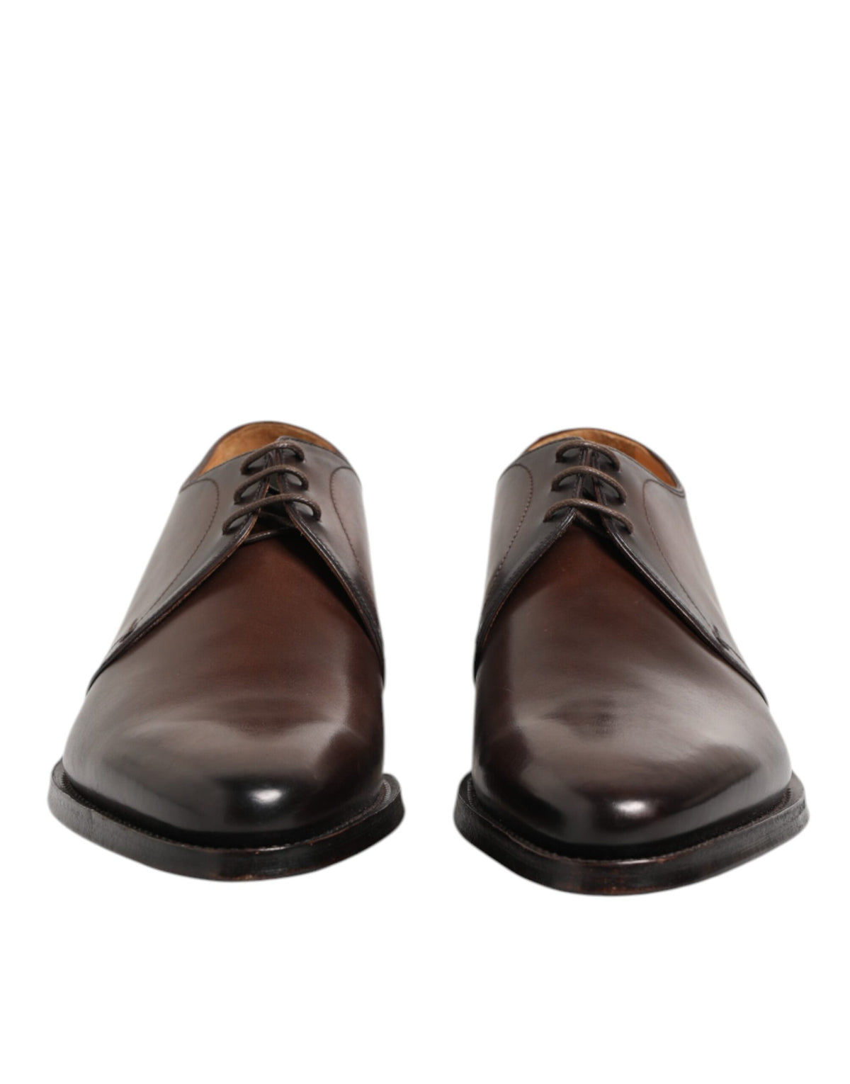Dolce & Gabbana Brown Leather Lace Up Dress Men Derby Men's Shoes (Pre-Owned)