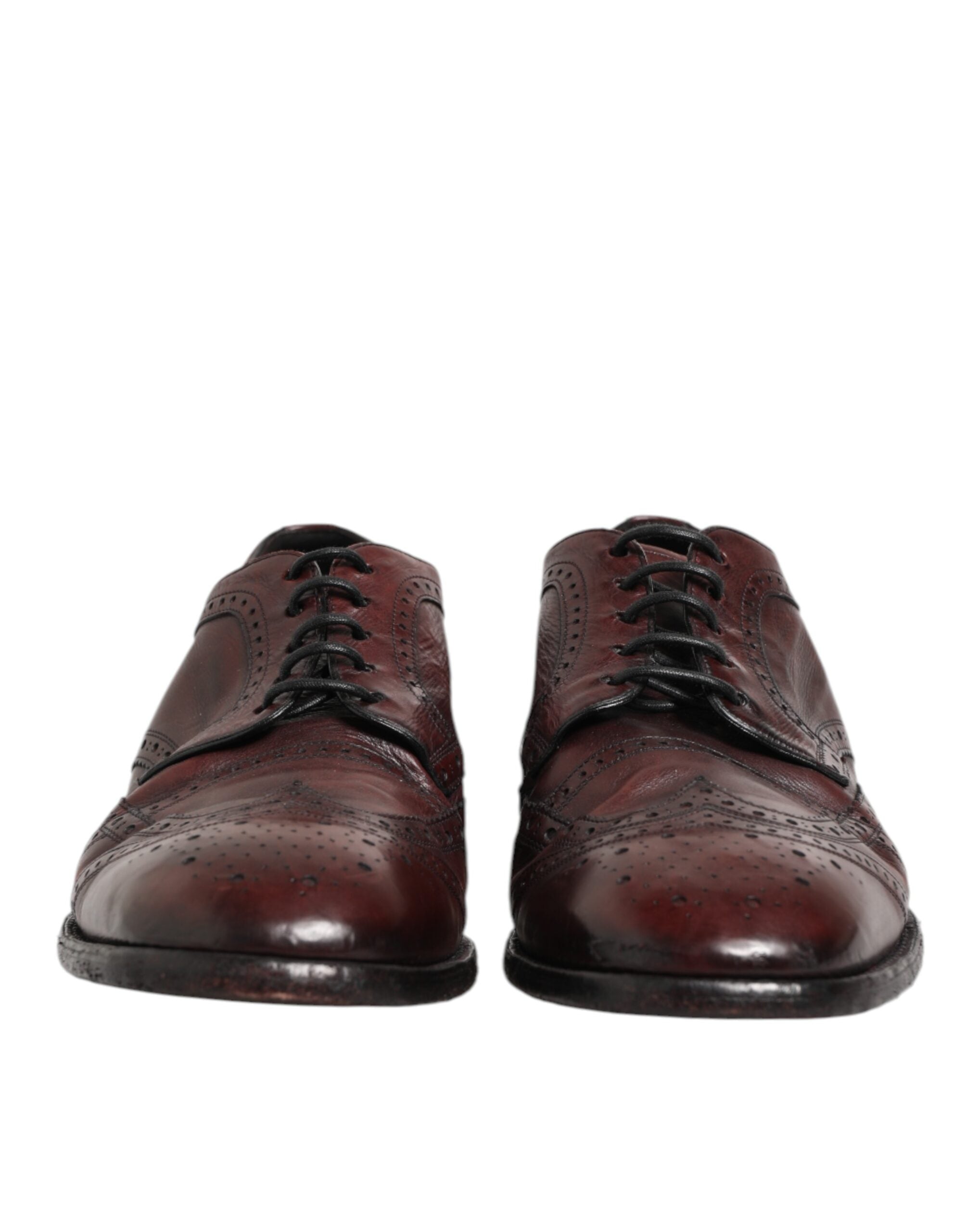 Dolce & Gabbana Bordeaux Leather Lace Up Dress Derby Men's Shoes (Pre-Owned)