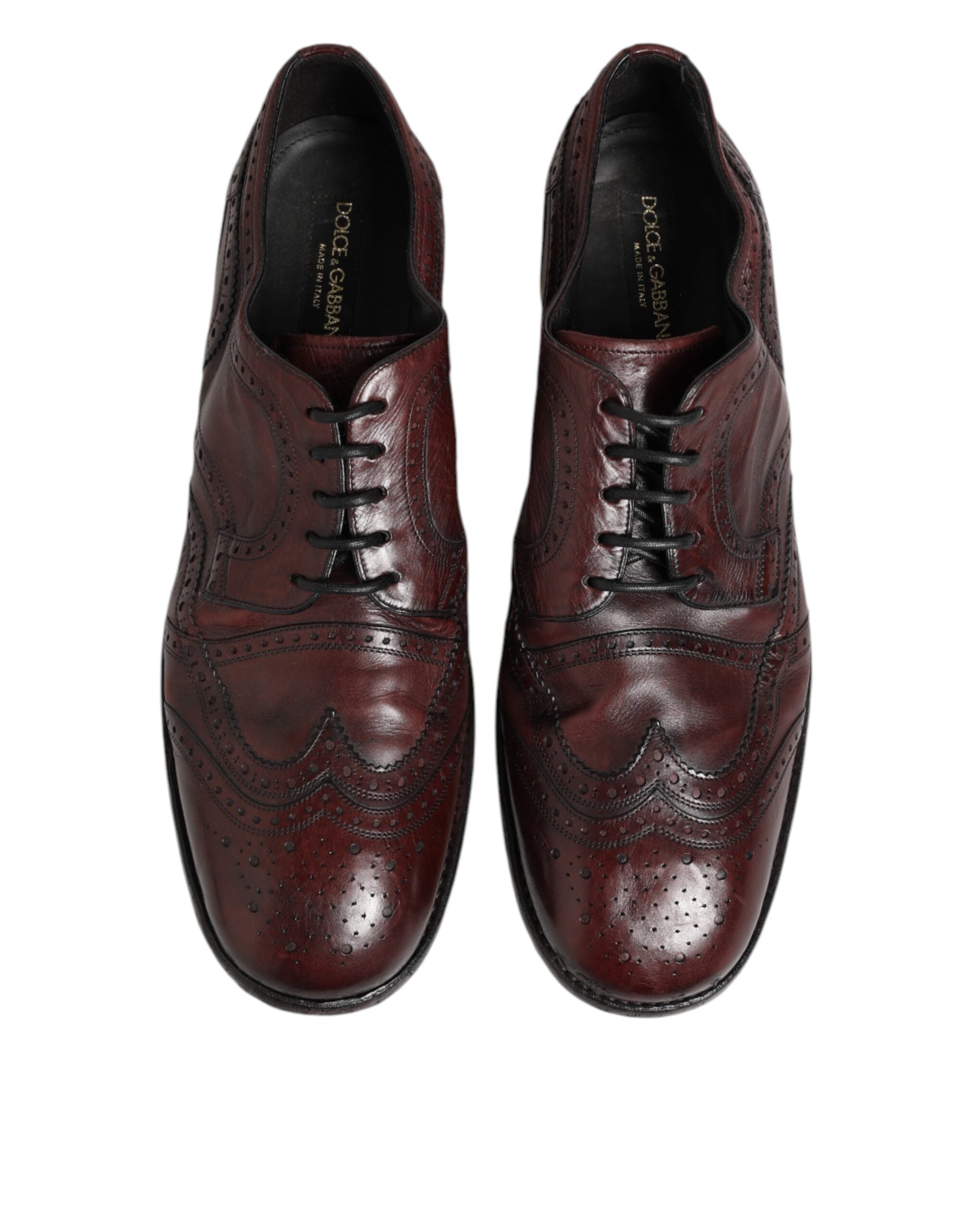 Dolce & Gabbana Bordeaux Leather Lace Up Dress Derby Men's Shoes (Pre-Owned)