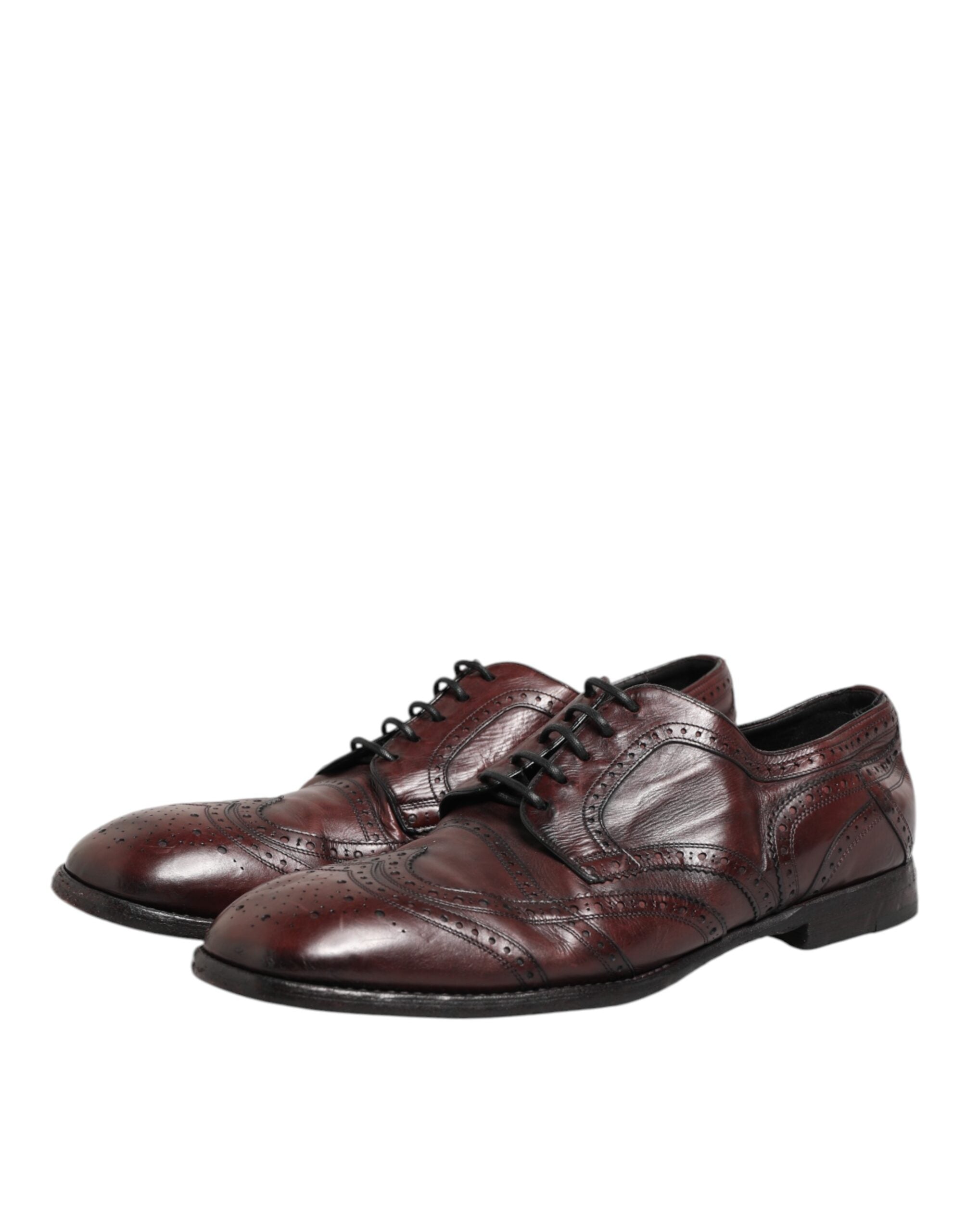 Dolce & Gabbana Bordeaux Leather Lace Up Dress Derby Men's Shoes (Pre-Owned)