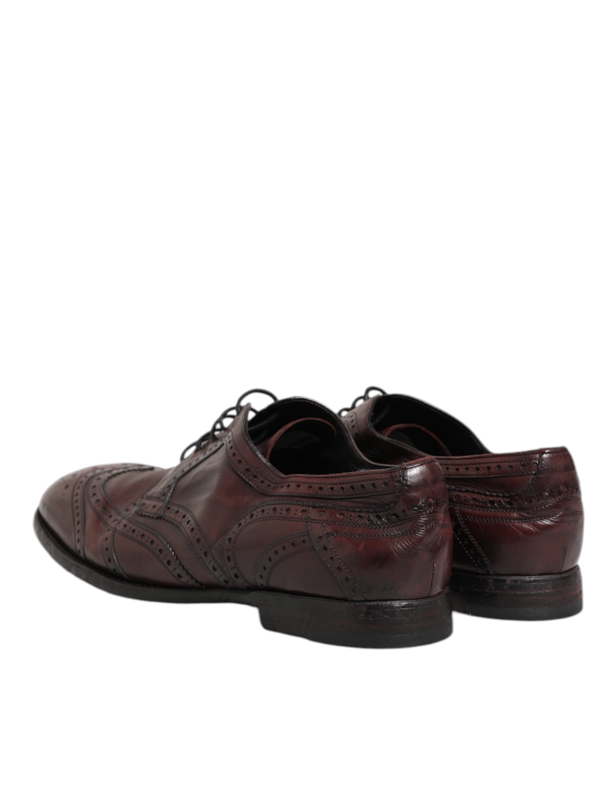 Dolce & Gabbana Bordeaux Leather Lace Up Dress Derby Men's Shoes (Pre-Owned)