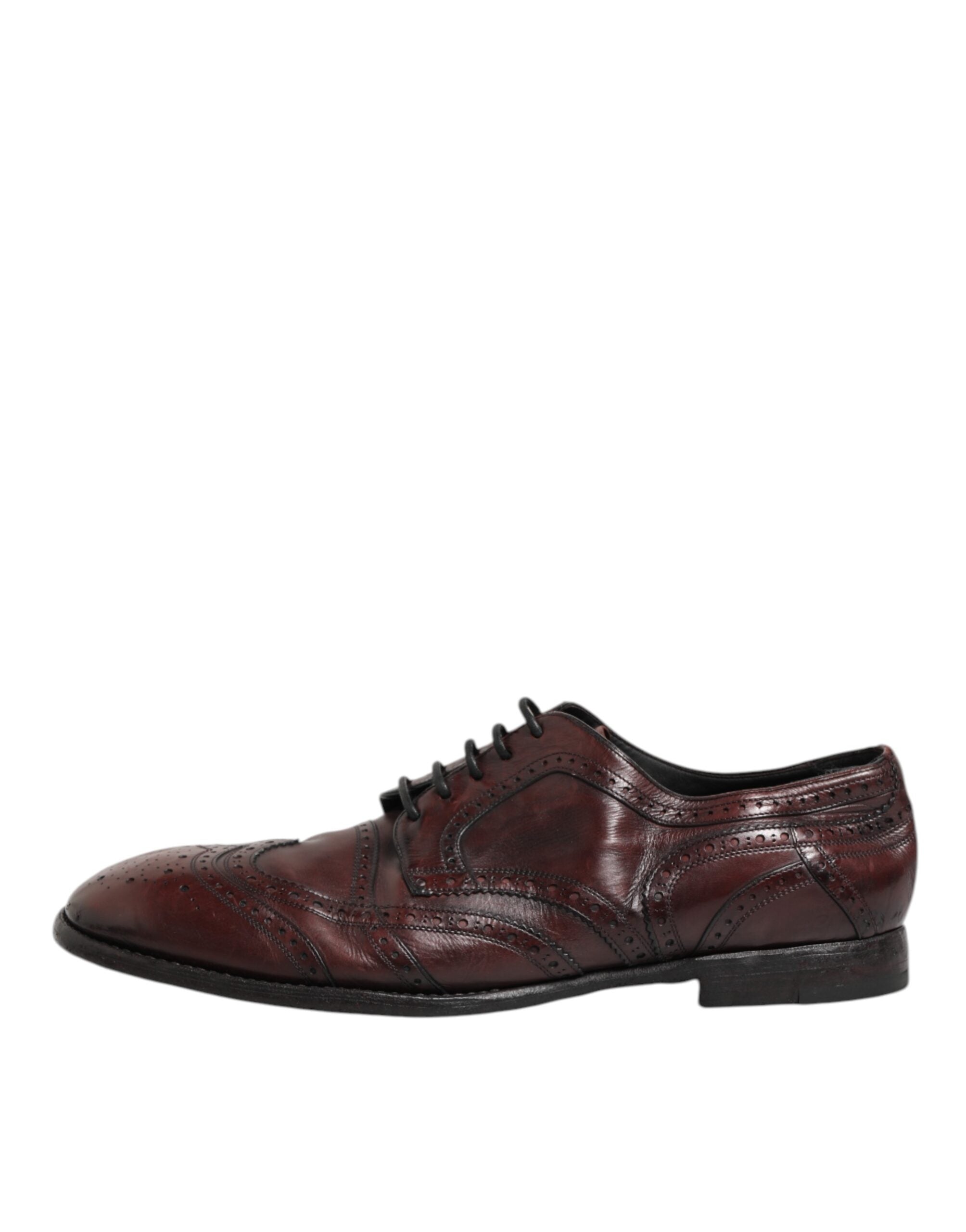 Dolce & Gabbana Bordeaux Leather Lace Up Dress Derby Men's Shoes (Pre-Owned)