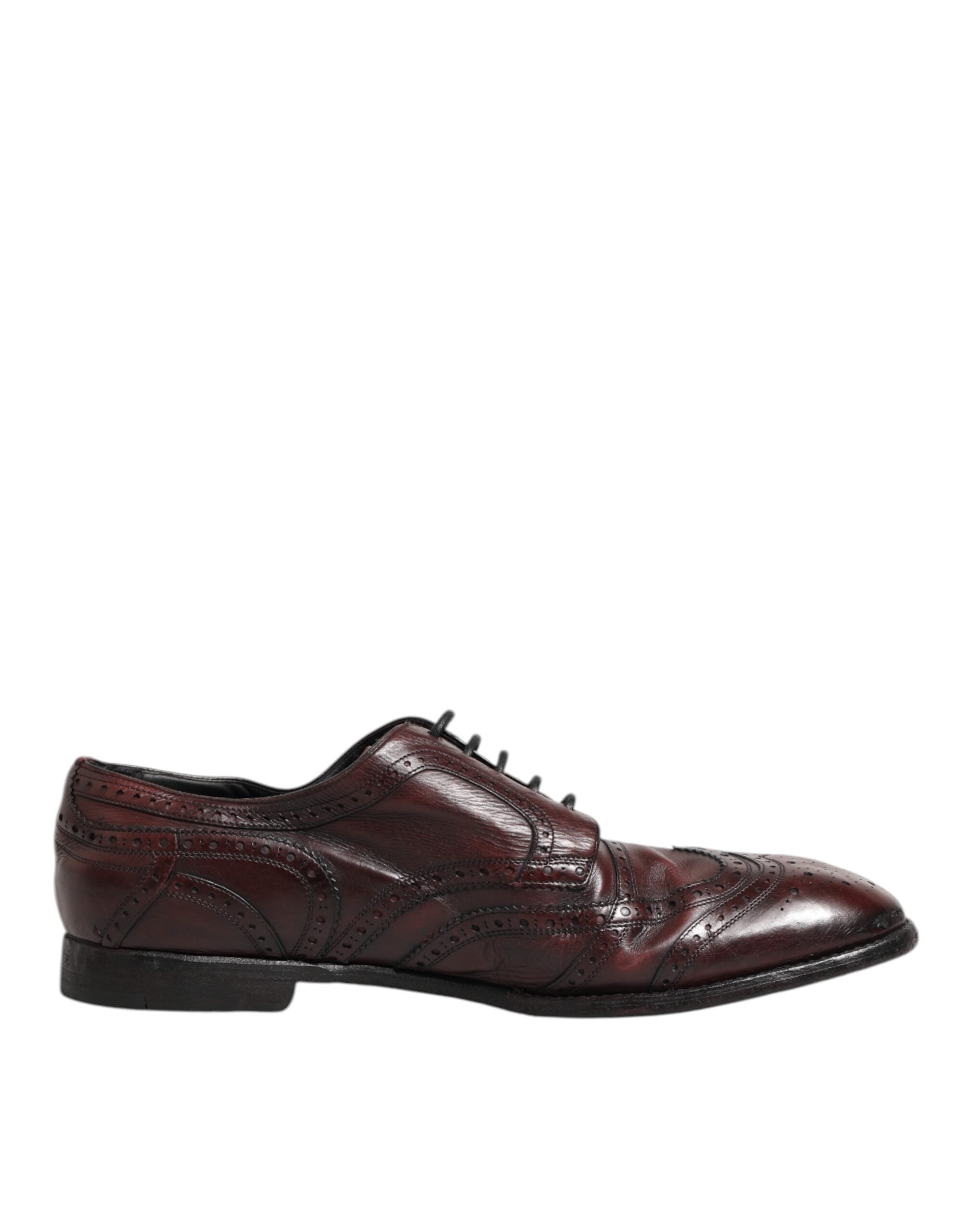 Dolce & Gabbana Bordeaux Leather Lace Up Dress Derby Men's Shoes (Pre-Owned)