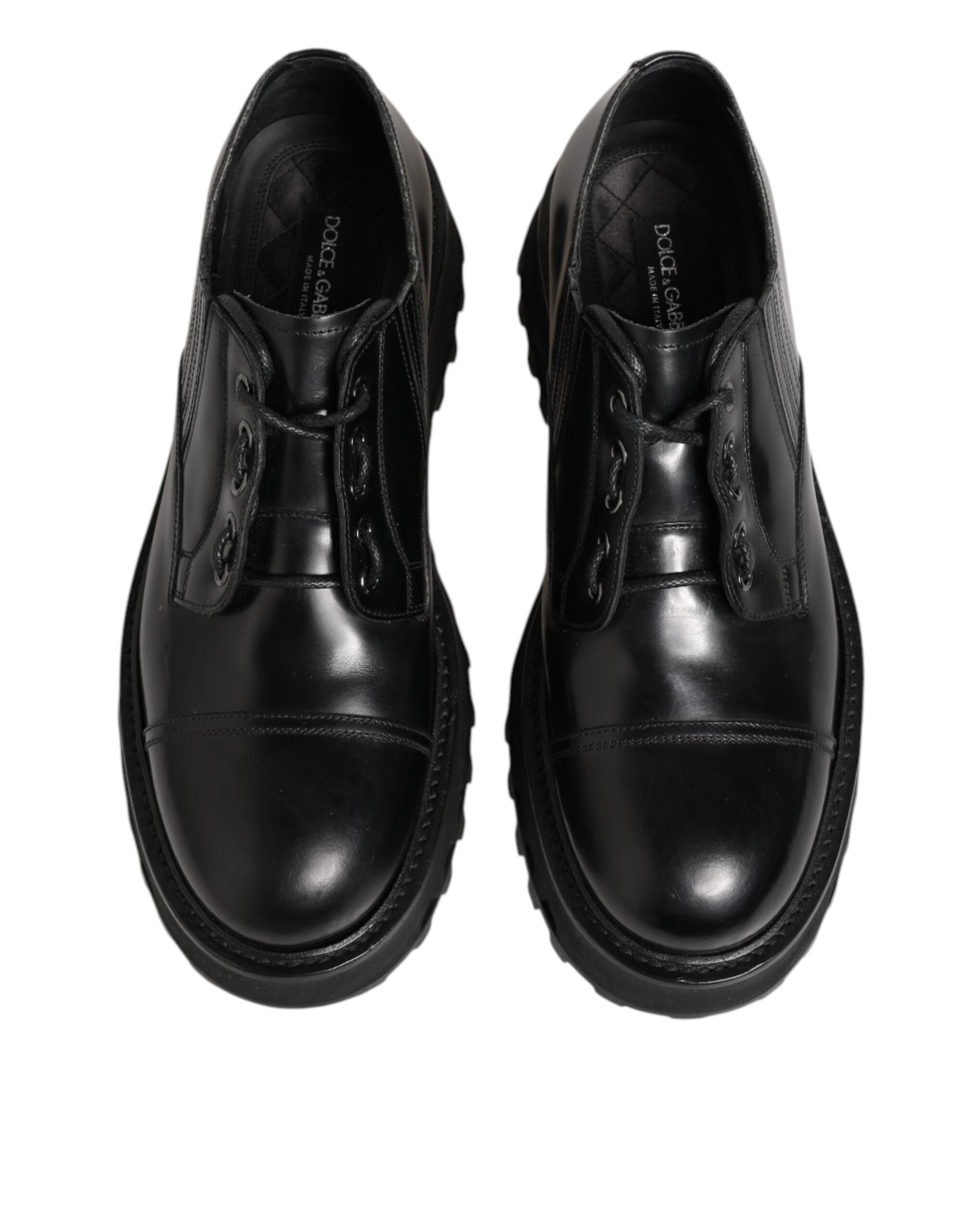 Dolce & Gabbana Black Leather Lace Up Derby Men Dress Men's Shoes (Pre-Owned)