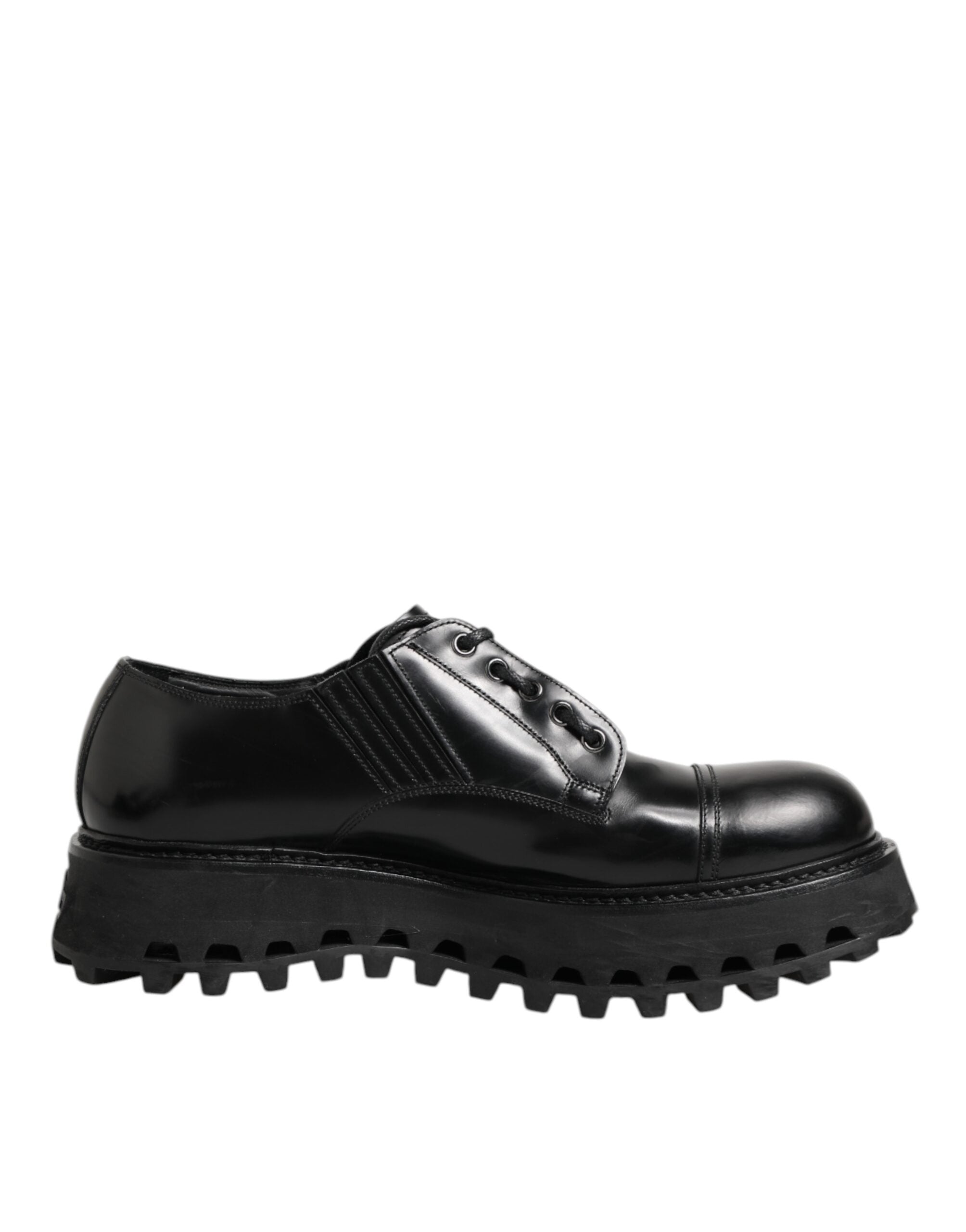 Dolce & Gabbana Black Leather Lace Up Derby Men Dress Men's Shoes (Pre-Owned)